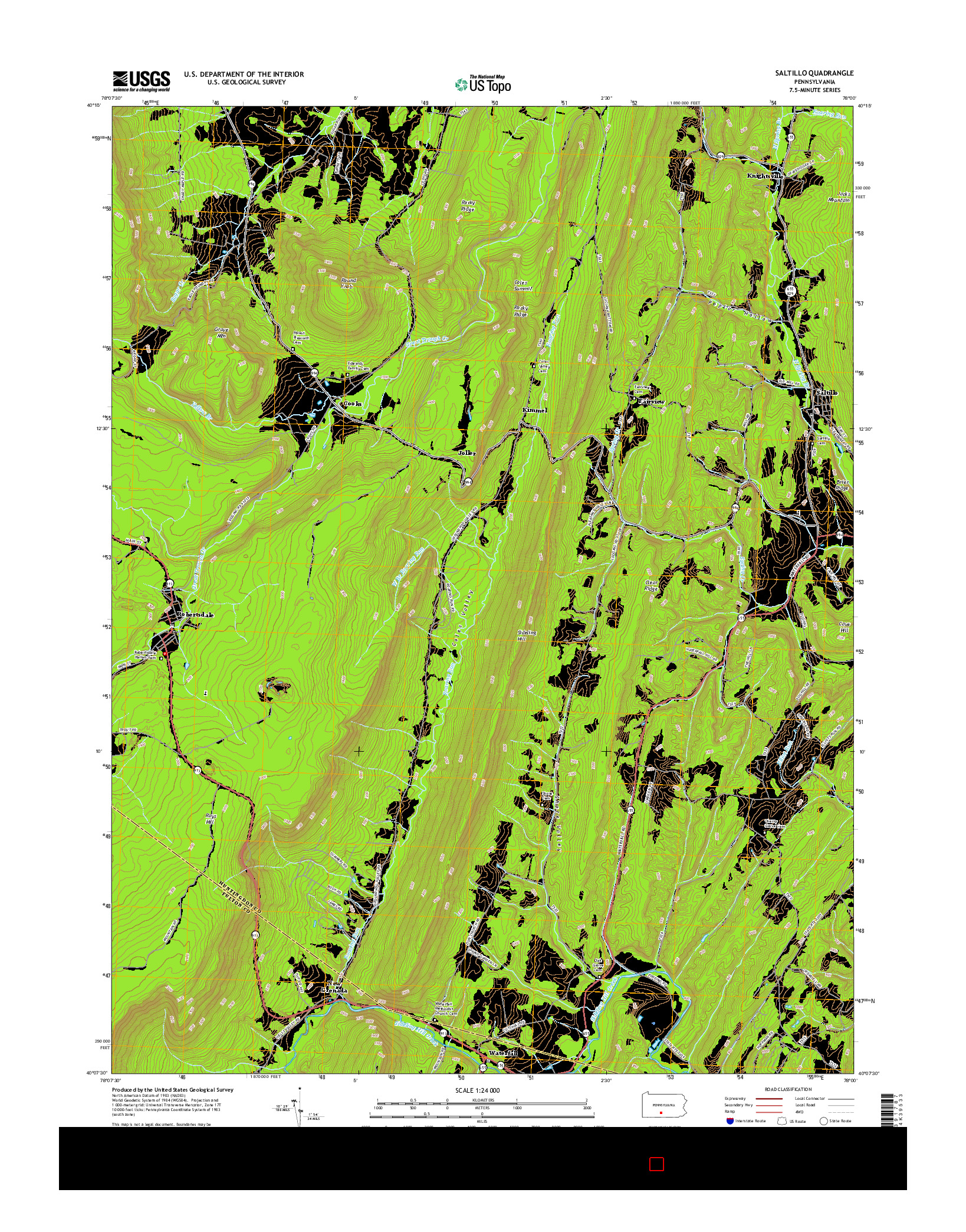 USGS US TOPO 7.5-MINUTE MAP FOR SALTILLO, PA 2016