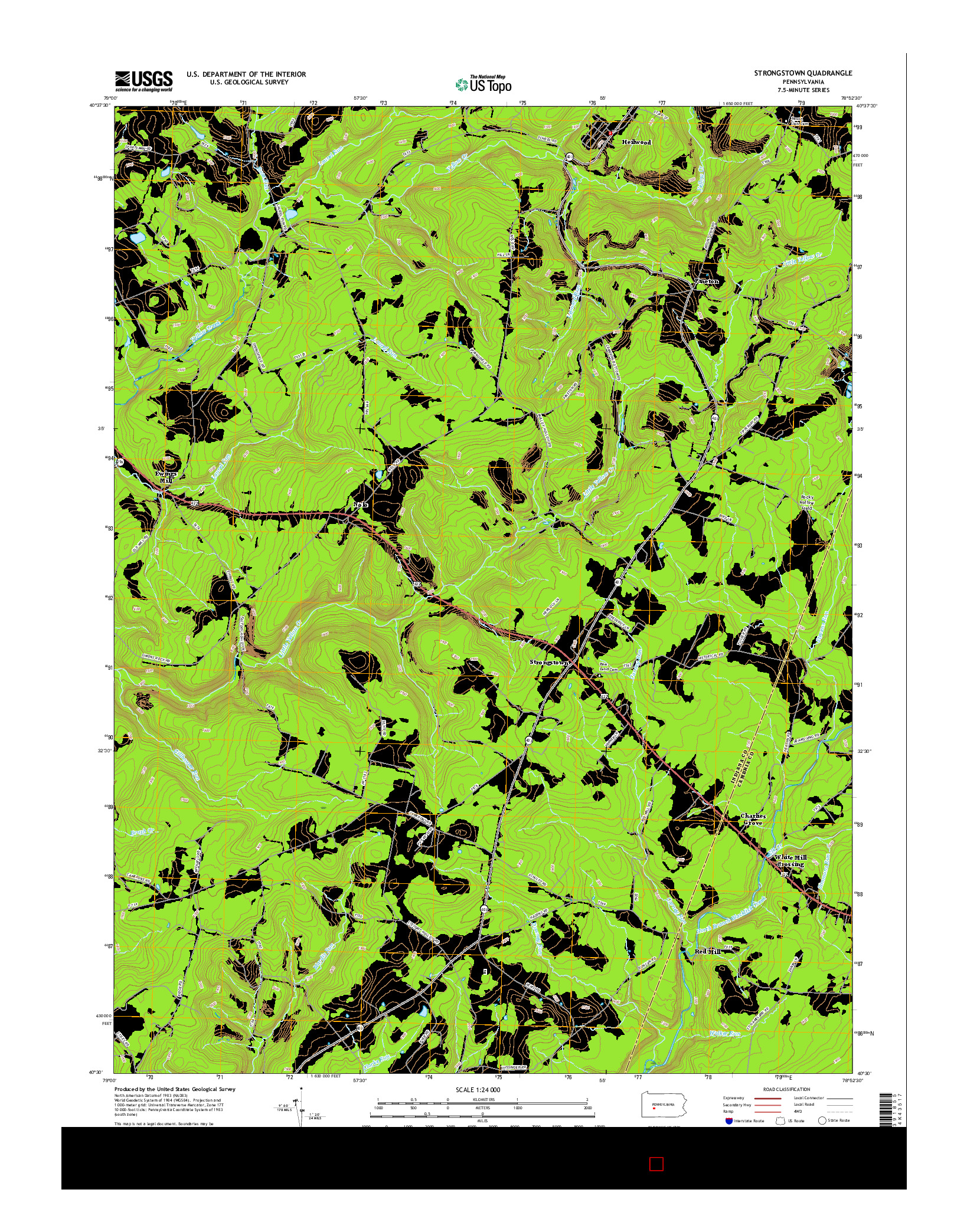 USGS US TOPO 7.5-MINUTE MAP FOR STRONGSTOWN, PA 2016