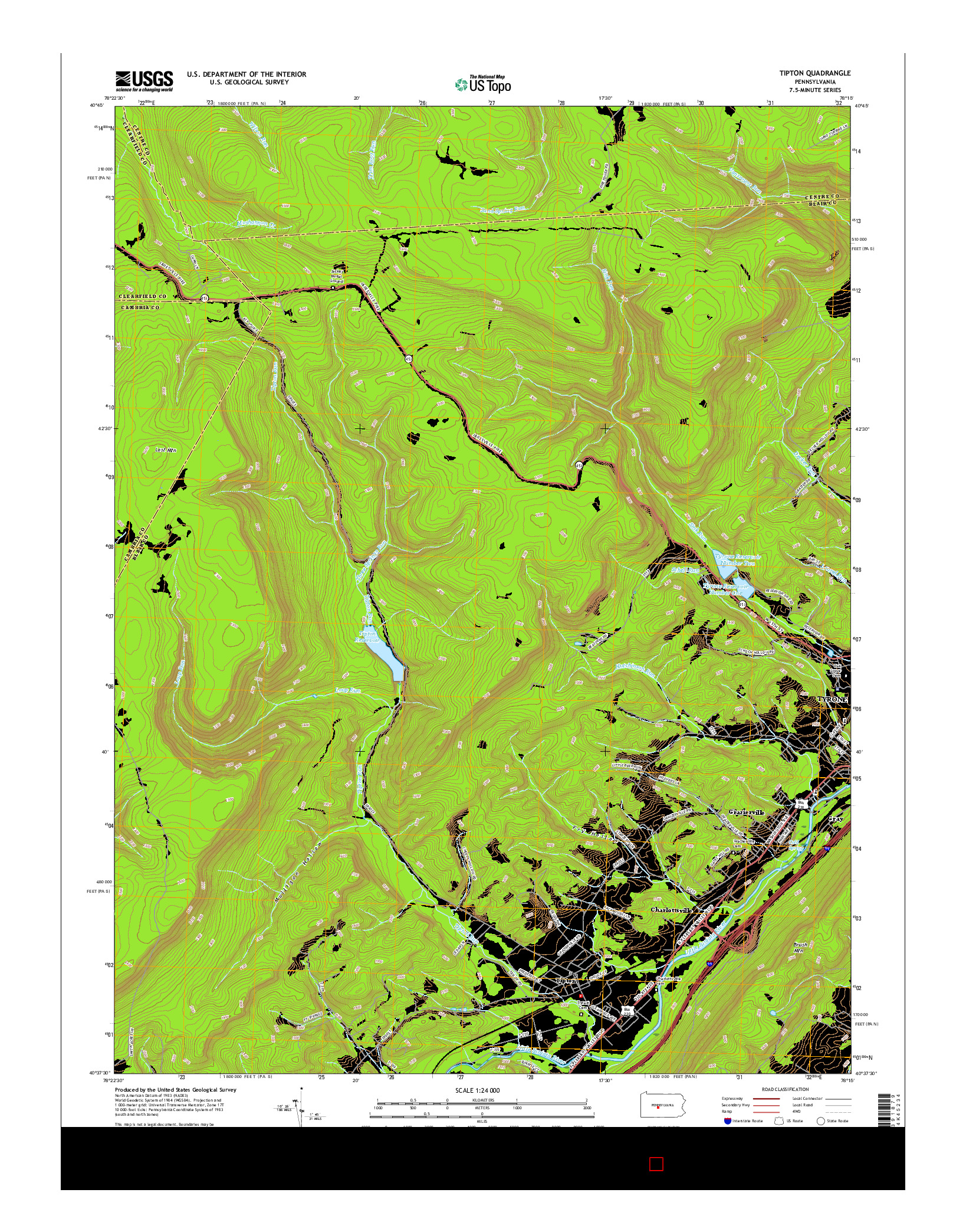 USGS US TOPO 7.5-MINUTE MAP FOR TIPTON, PA 2016
