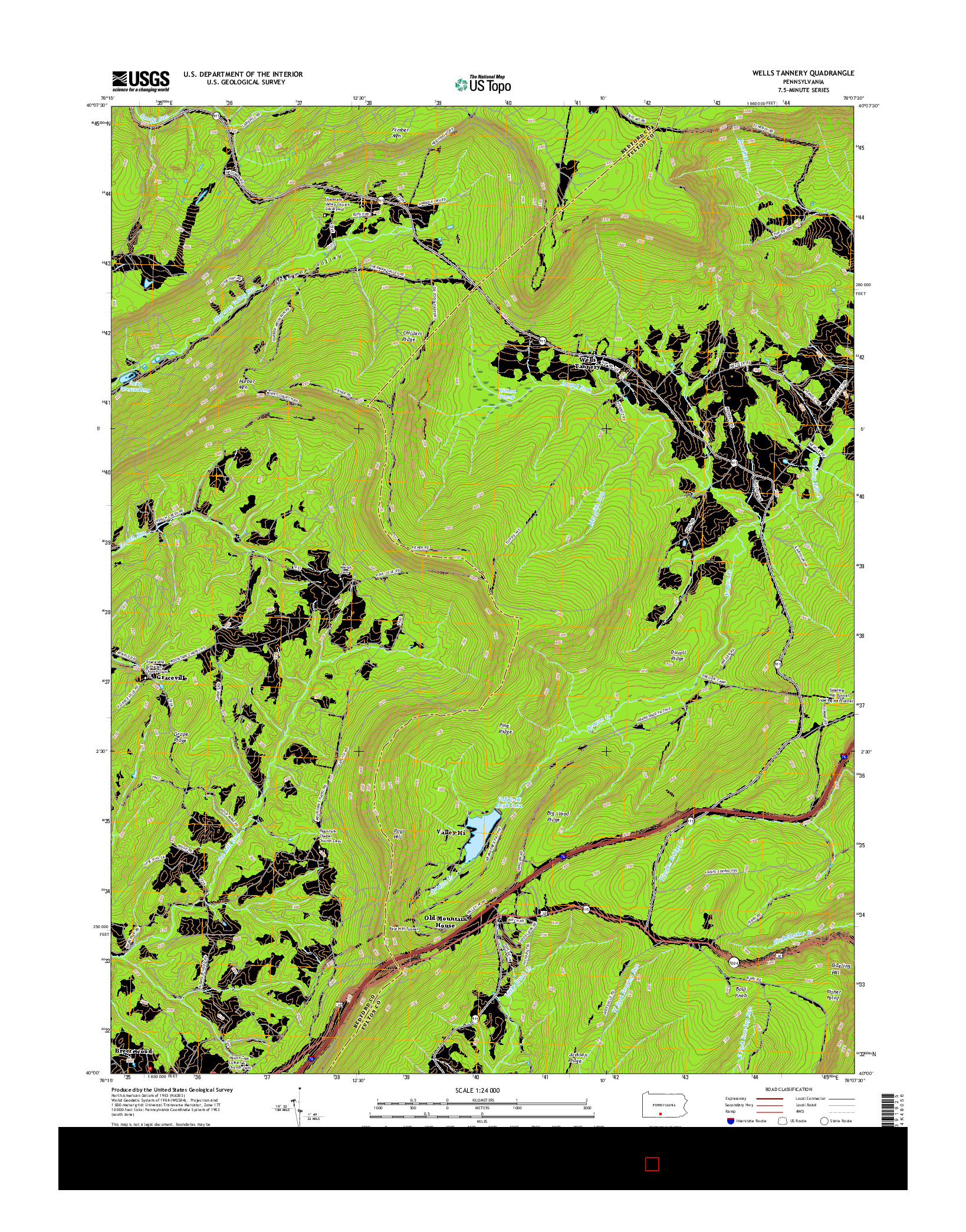 USGS US TOPO 7.5-MINUTE MAP FOR WELLS TANNERY, PA 2016