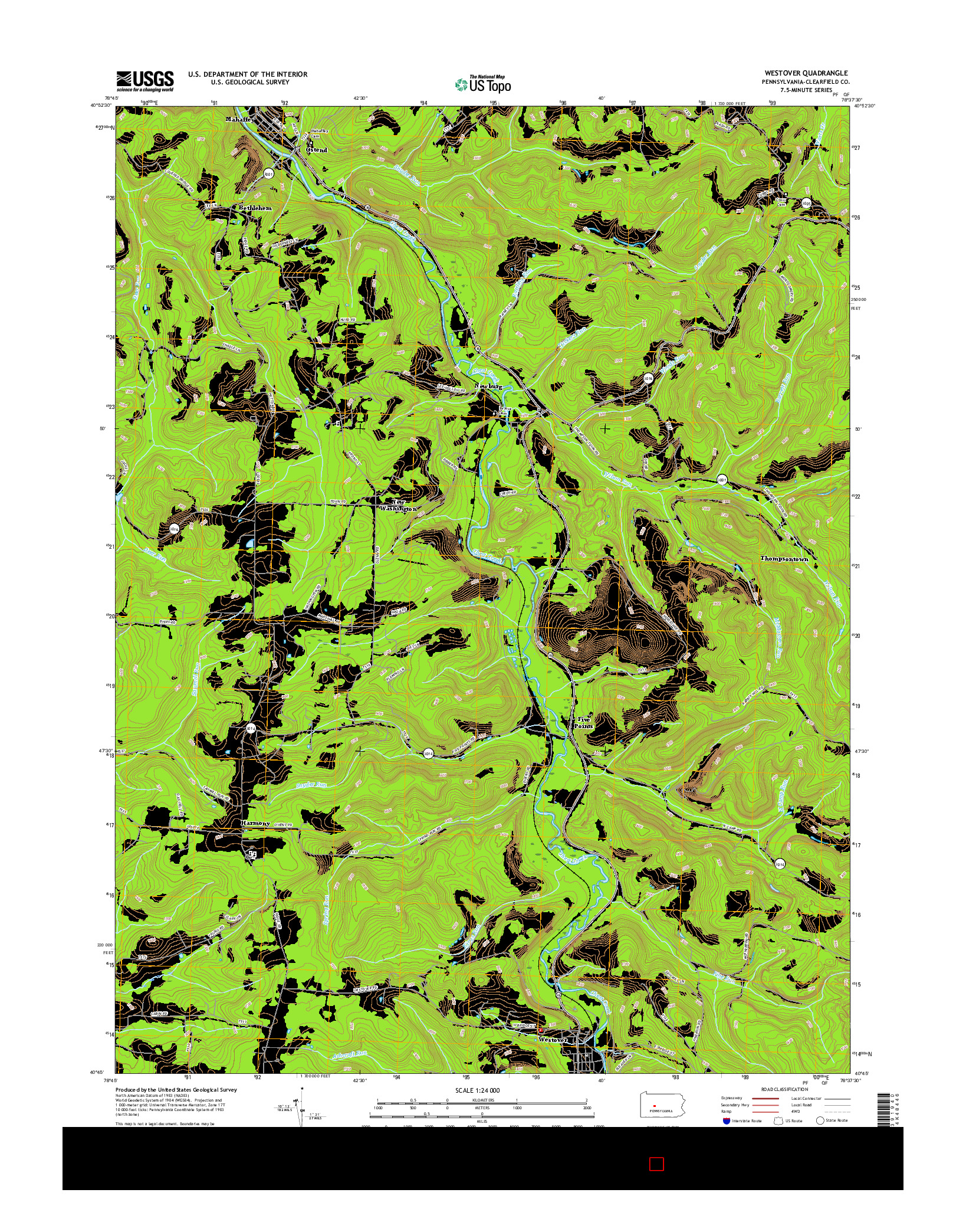 USGS US TOPO 7.5-MINUTE MAP FOR WESTOVER, PA 2016
