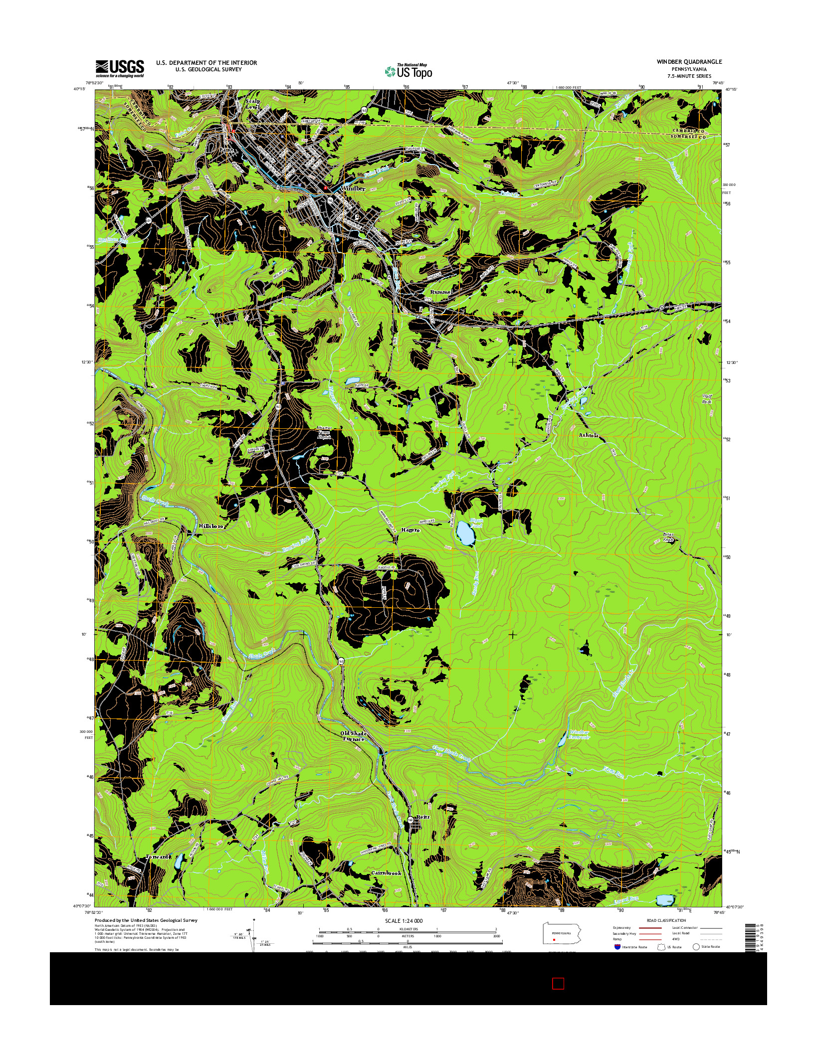 USGS US TOPO 7.5-MINUTE MAP FOR WINDBER, PA 2016