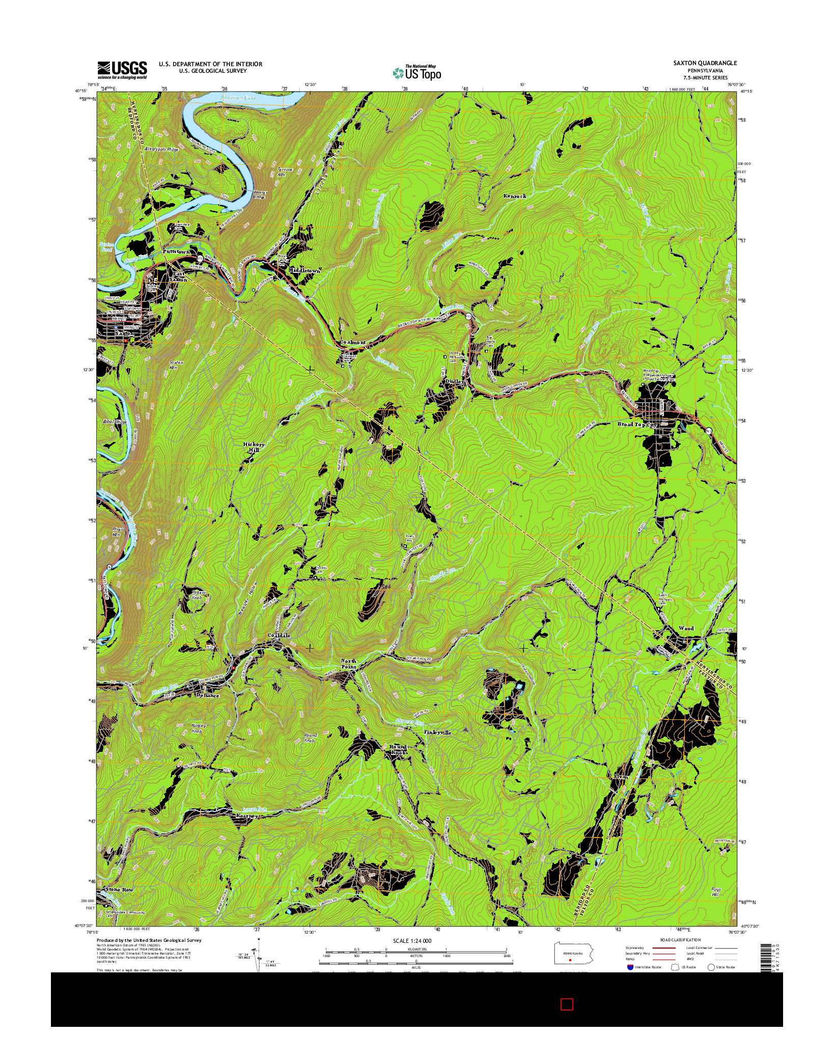 USGS US TOPO 7.5-MINUTE MAP FOR SAXTON, PA 2016