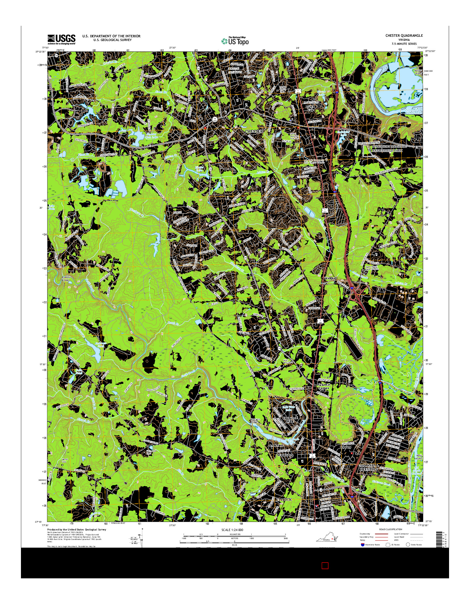USGS US TOPO 7.5-MINUTE MAP FOR CHESTER, VA 2016