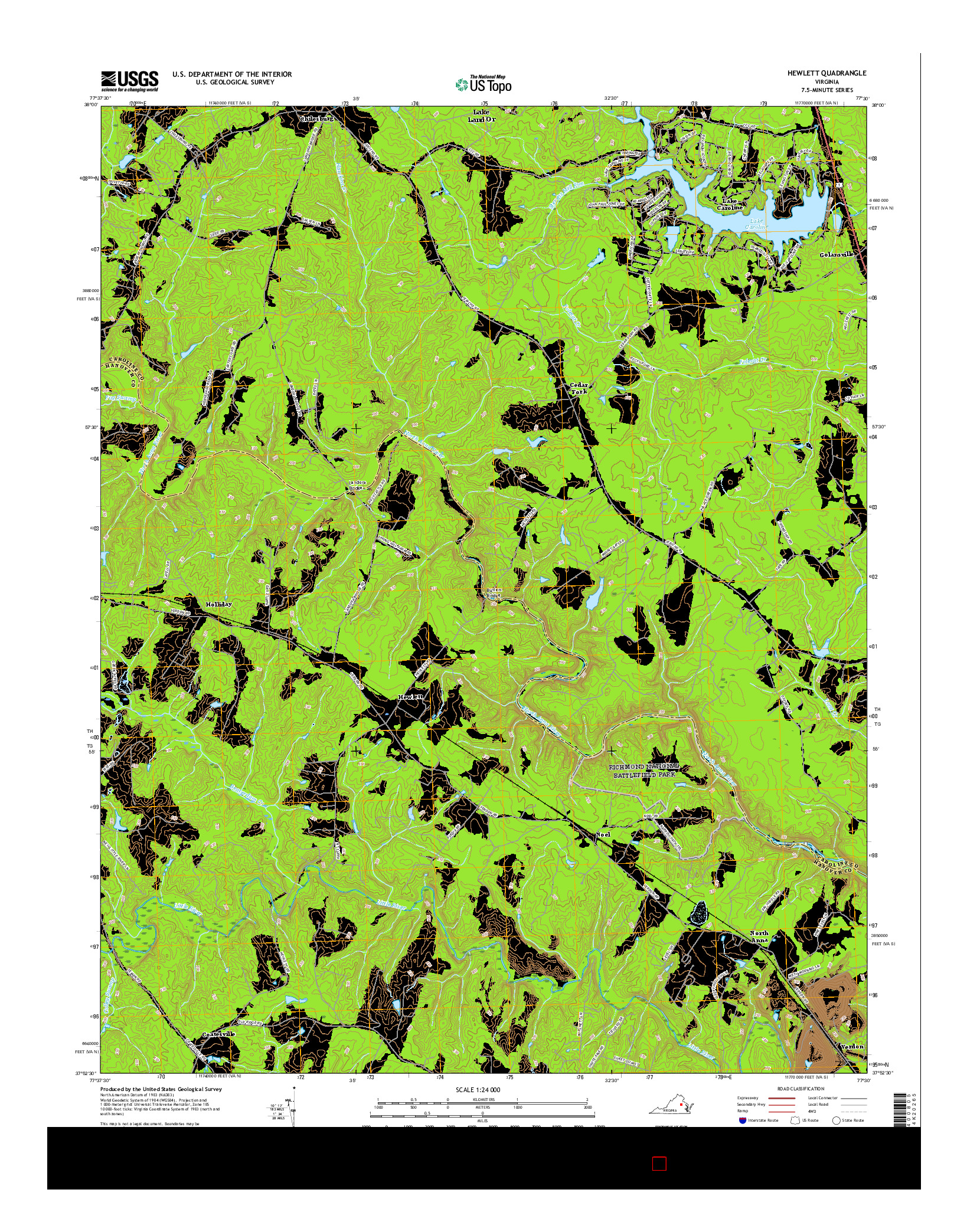 USGS US TOPO 7.5-MINUTE MAP FOR HEWLETT, VA 2016