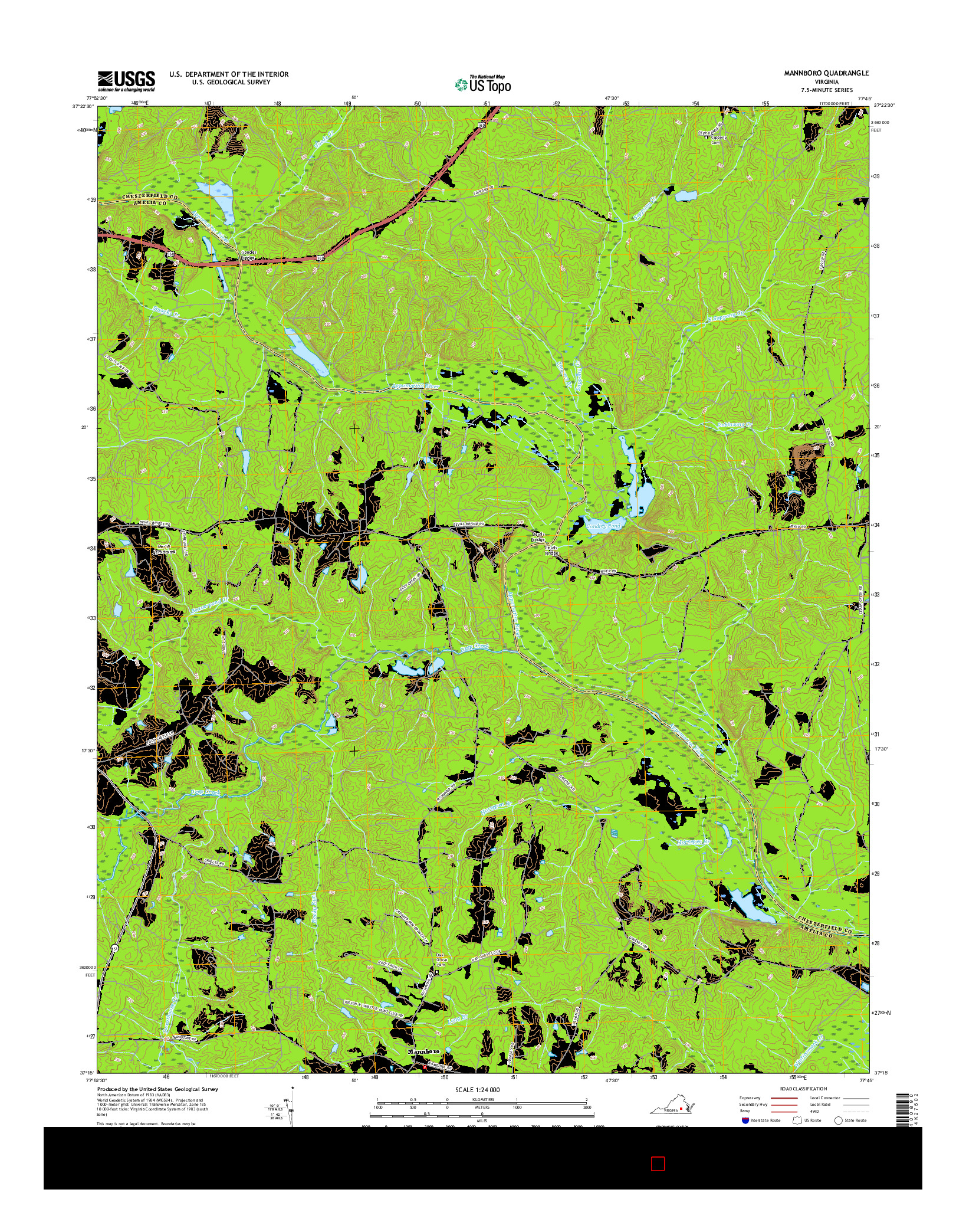 USGS US TOPO 7.5-MINUTE MAP FOR MANNBORO, VA 2016