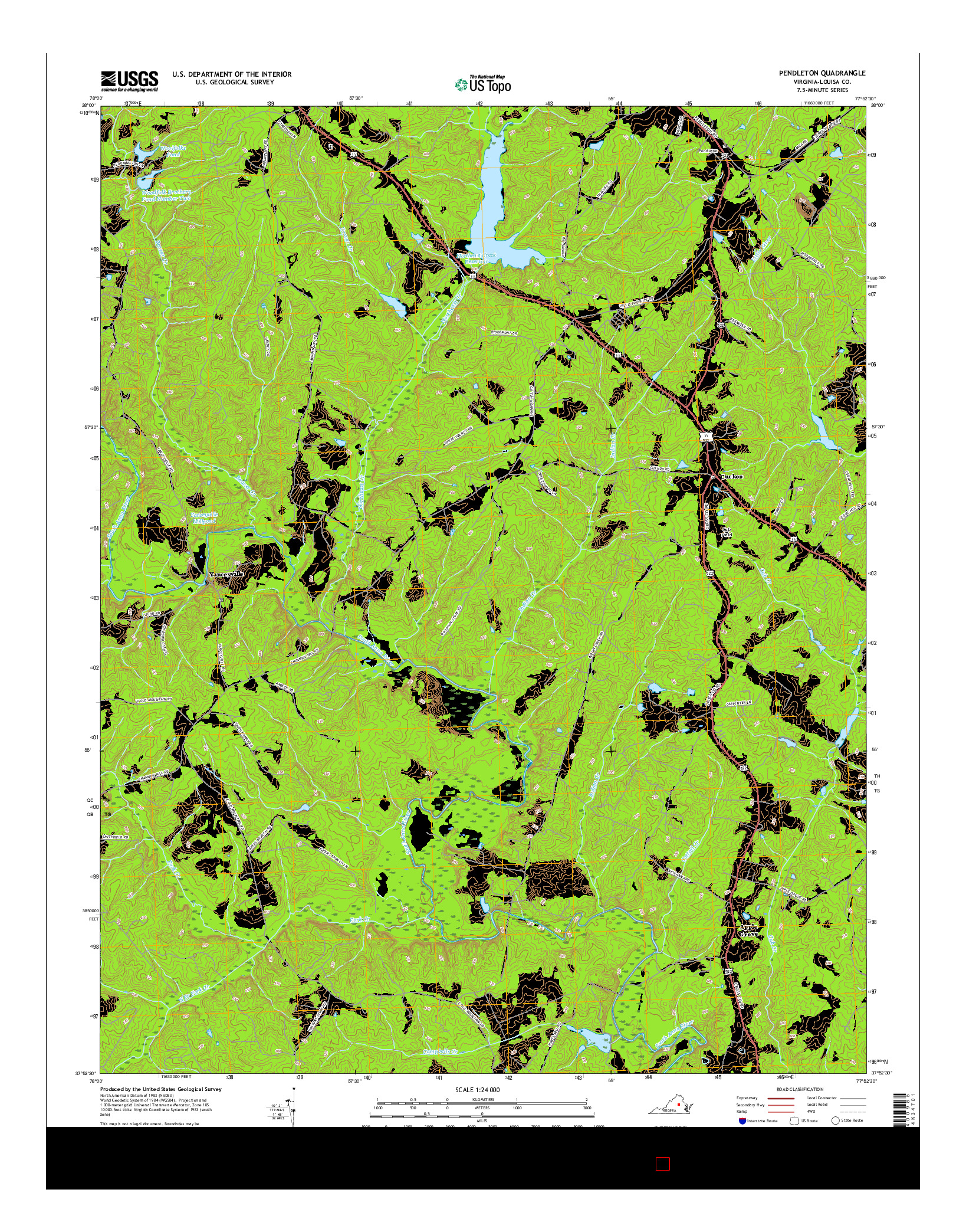 USGS US TOPO 7.5-MINUTE MAP FOR PENDLETON, VA 2016