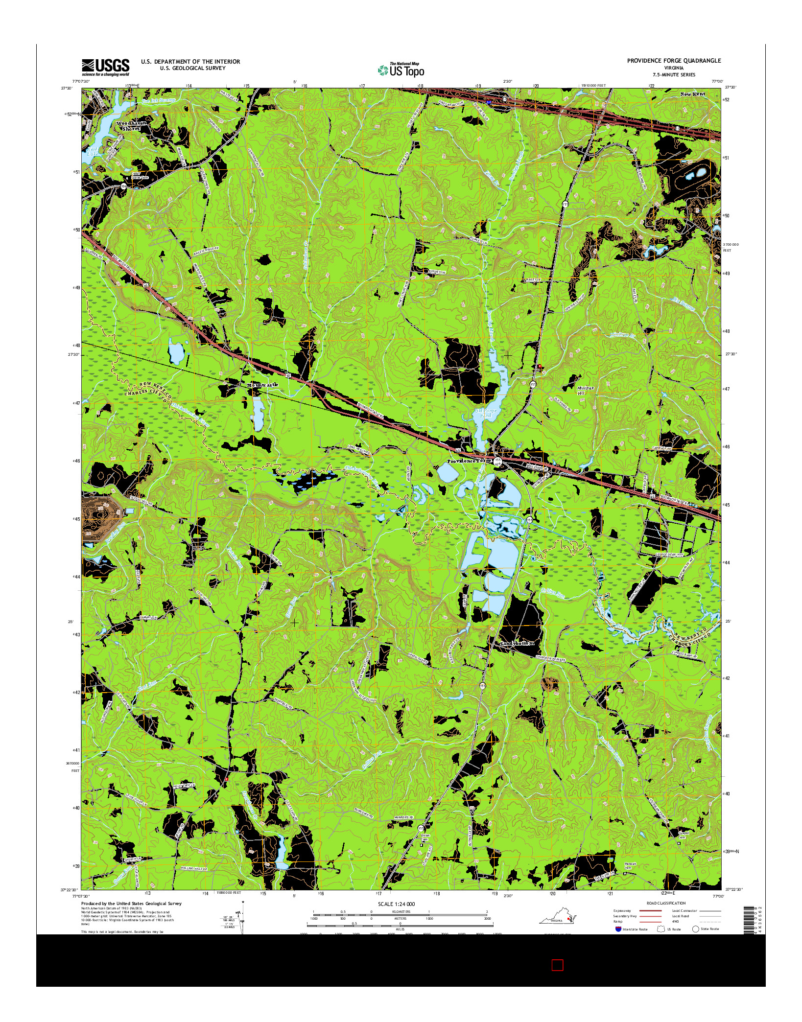 USGS US TOPO 7.5-MINUTE MAP FOR PROVIDENCE FORGE, VA 2016