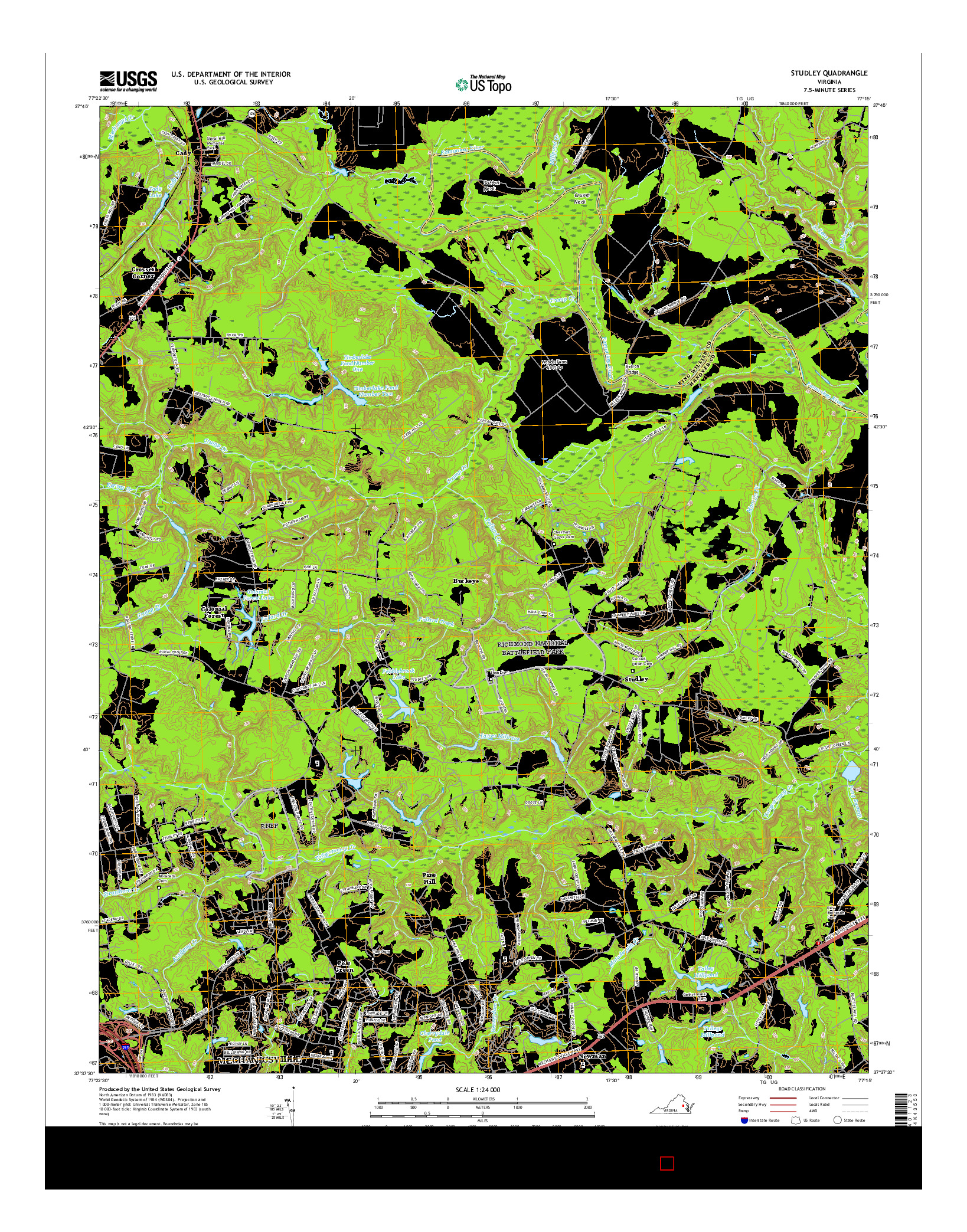 USGS US TOPO 7.5-MINUTE MAP FOR STUDLEY, VA 2016