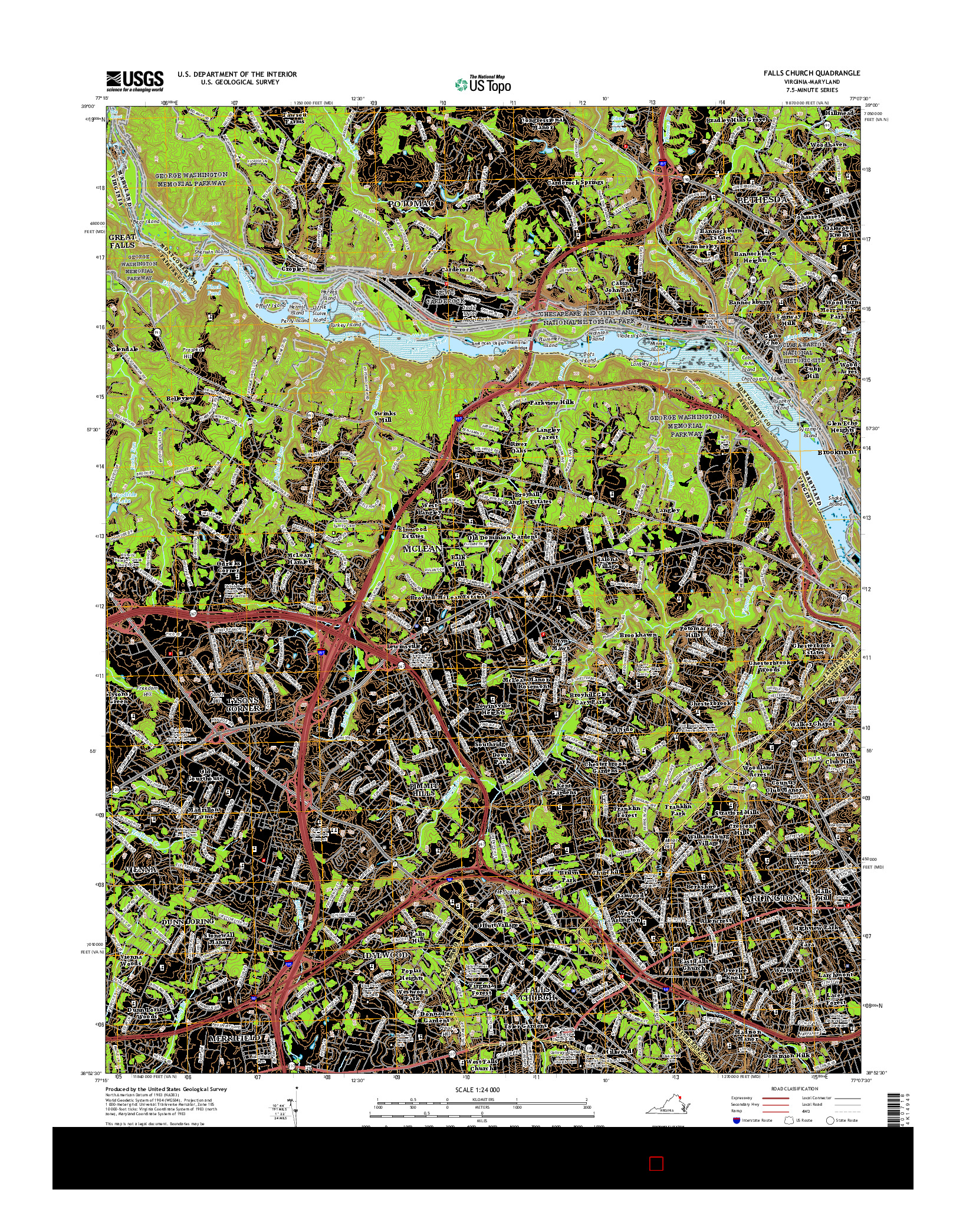 USGS US TOPO 7.5-MINUTE MAP FOR FALLS CHURCH, VA-MD 2016