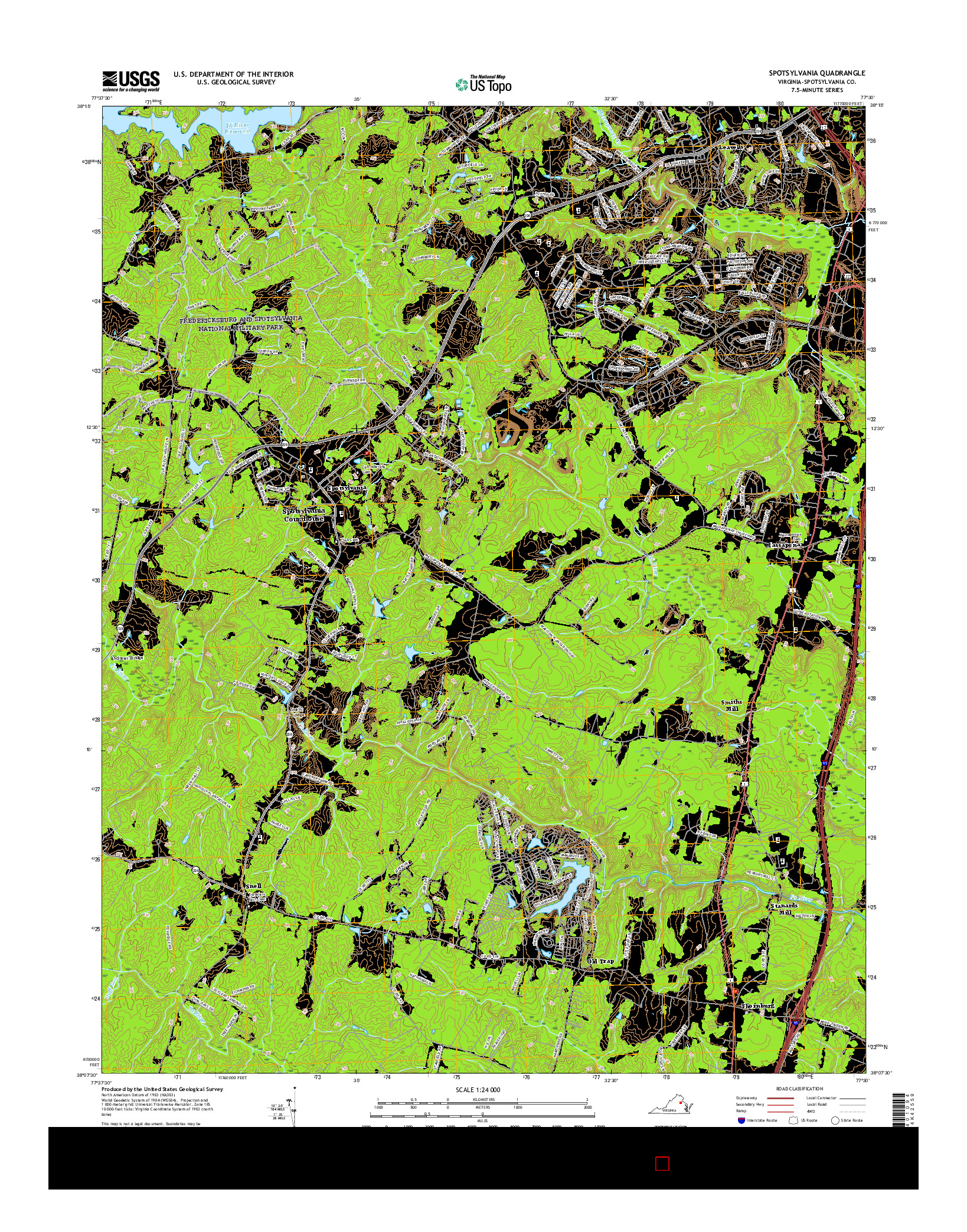 USGS US TOPO 7.5-MINUTE MAP FOR SPOTSYLVANIA, VA 2016