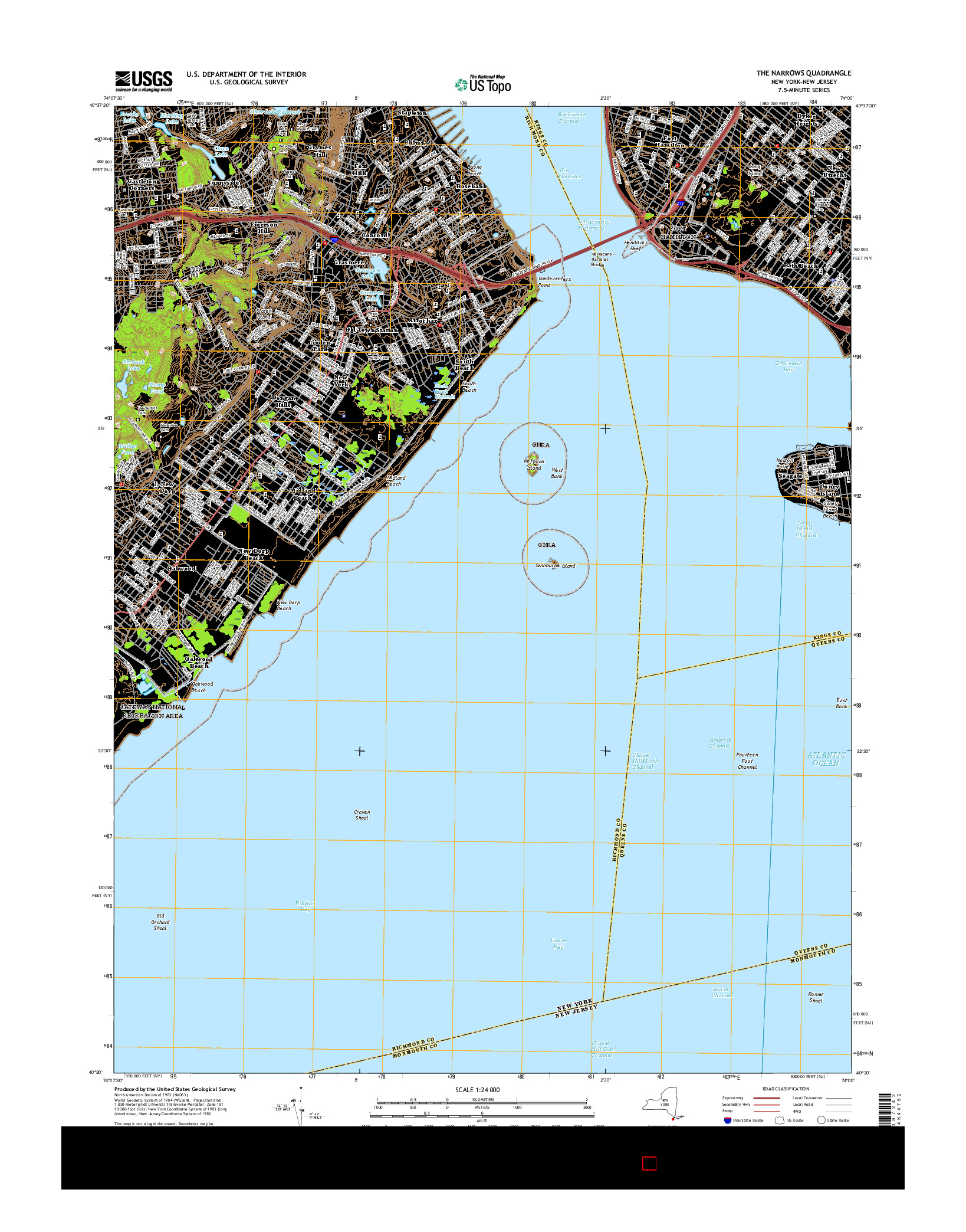 USGS US TOPO 7.5-MINUTE MAP FOR THE NARROWS, NY-NJ 2016