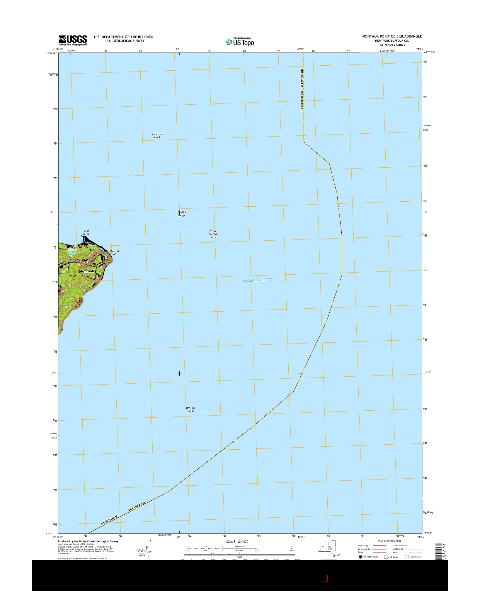 USGS US TOPO 7.5-MINUTE MAP FOR MONTAUK POINT OE E, NY 2016