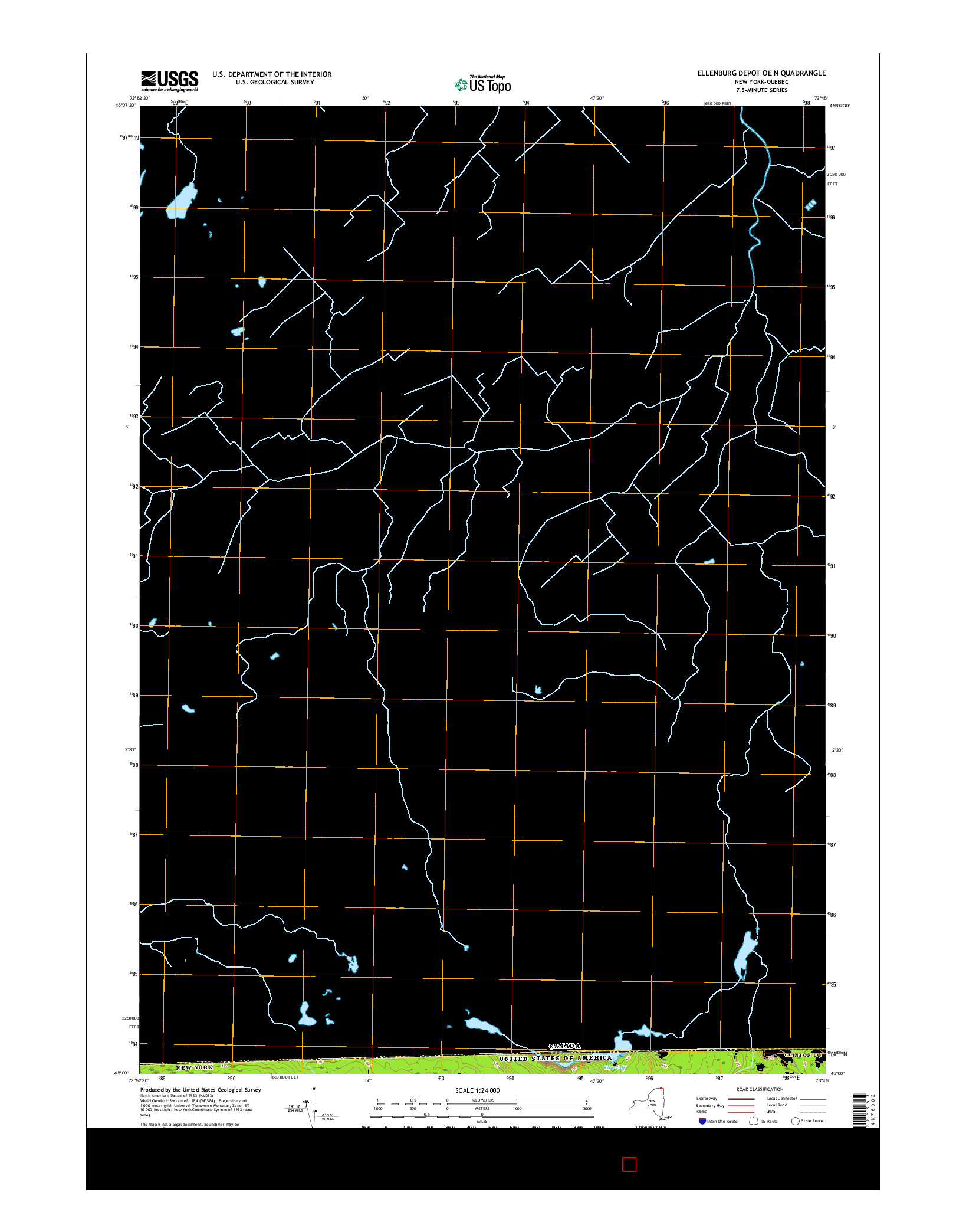 USGS US TOPO 7.5-MINUTE MAP FOR ELLENBURG DEPOT OE N, NY-QC 2016