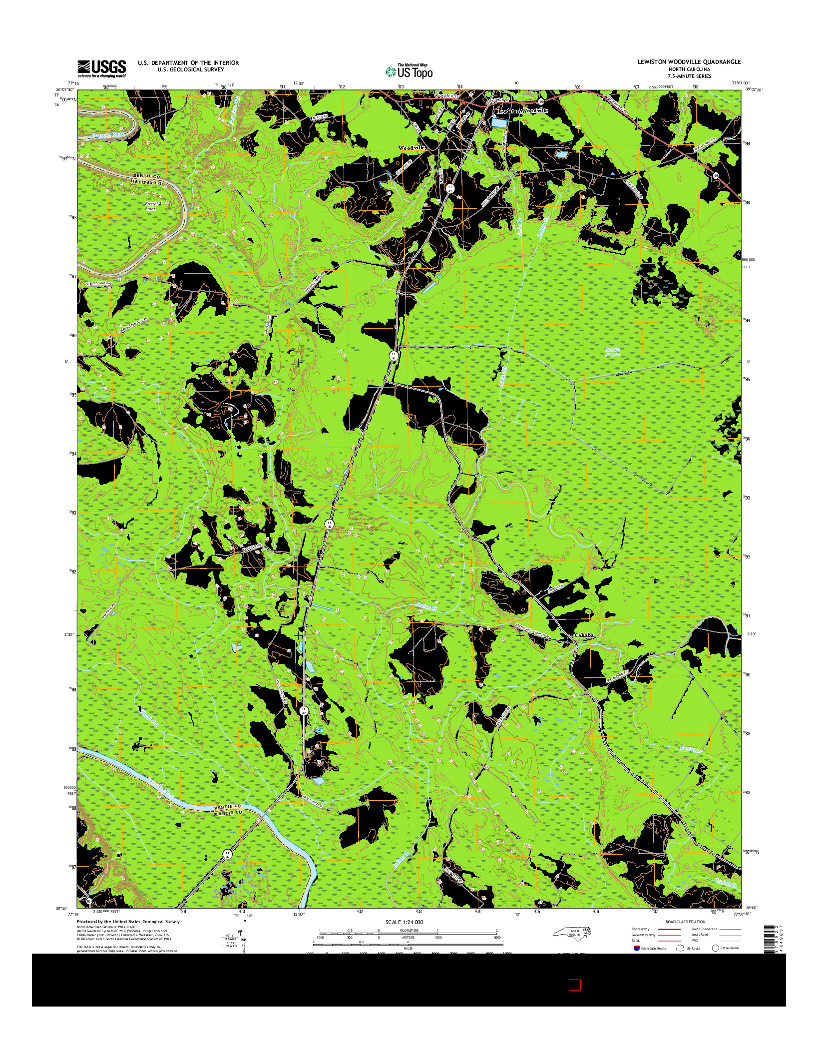 USGS US TOPO 7.5-MINUTE MAP FOR LEWISTON WOODVILLE, NC 2016