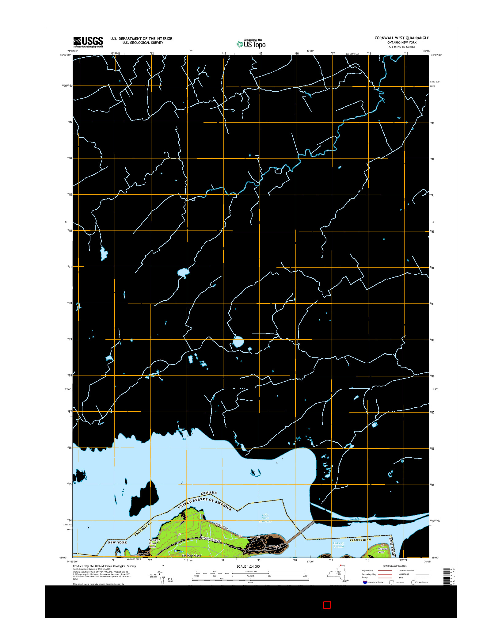 USGS US TOPO 7.5-MINUTE MAP FOR CORNWALL WEST, ON-NY 2016