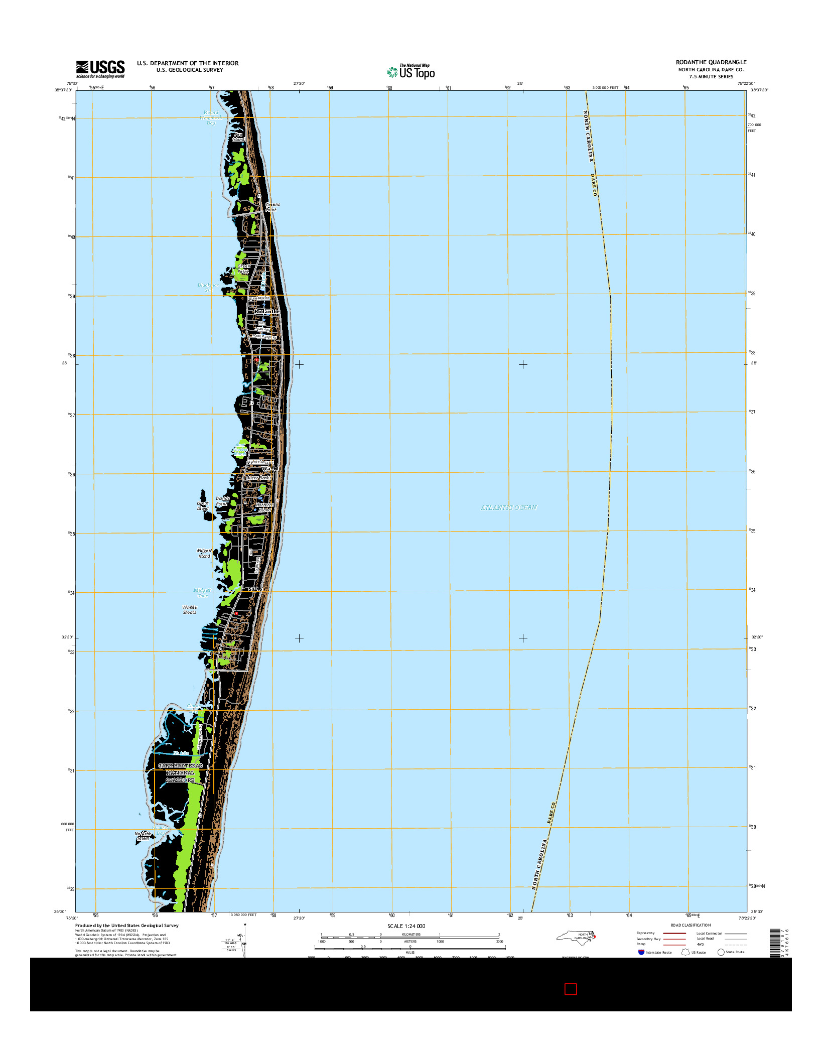 USGS US TOPO 7.5-MINUTE MAP FOR RODANTHE, NC 2016