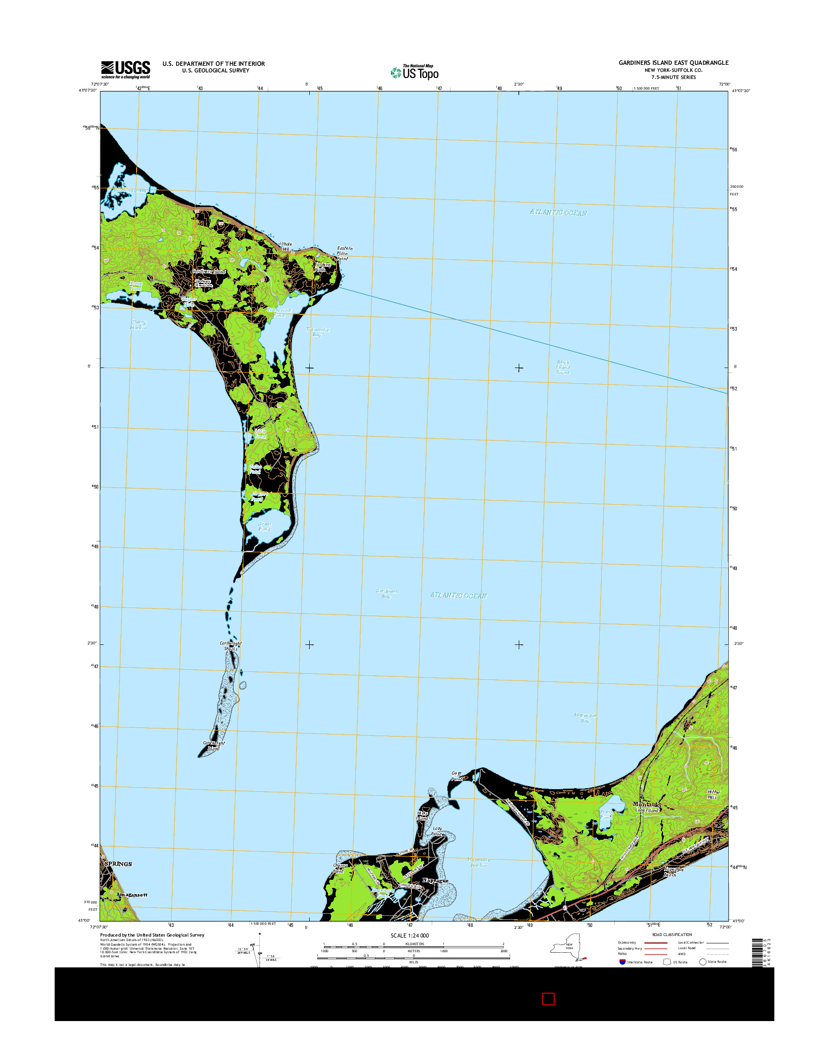 USGS US TOPO 7.5-MINUTE MAP FOR GARDINERS ISLAND EAST, NY 2016