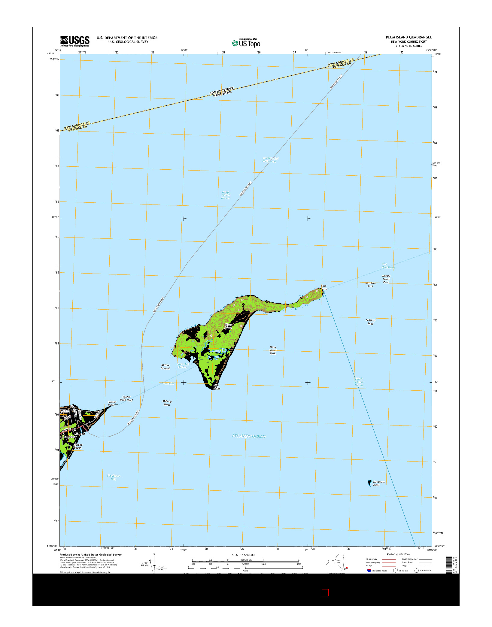 USGS US TOPO 7.5-MINUTE MAP FOR PLUM ISLAND, NY-CT 2016