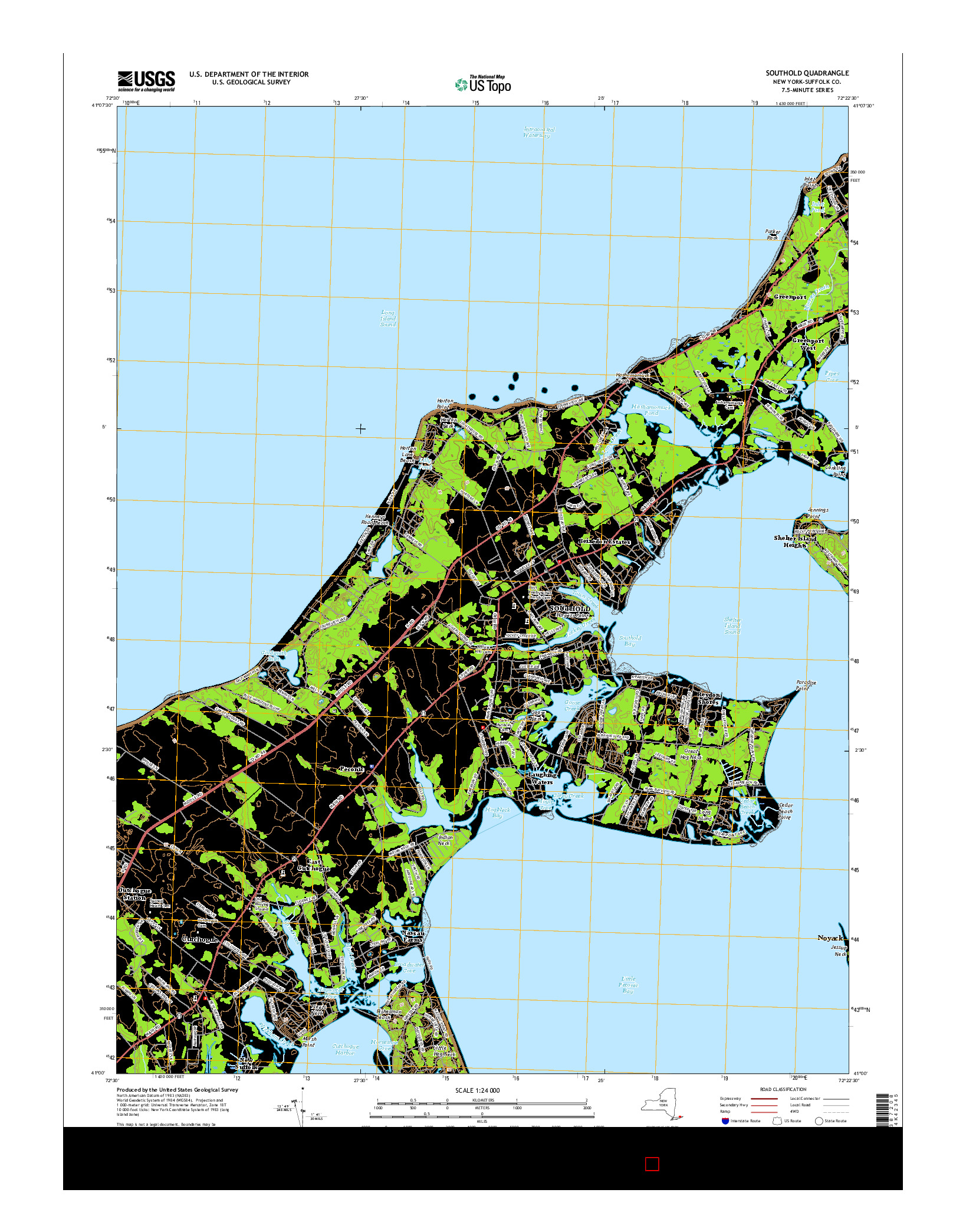 USGS US TOPO 7.5-MINUTE MAP FOR SOUTHOLD, NY 2016