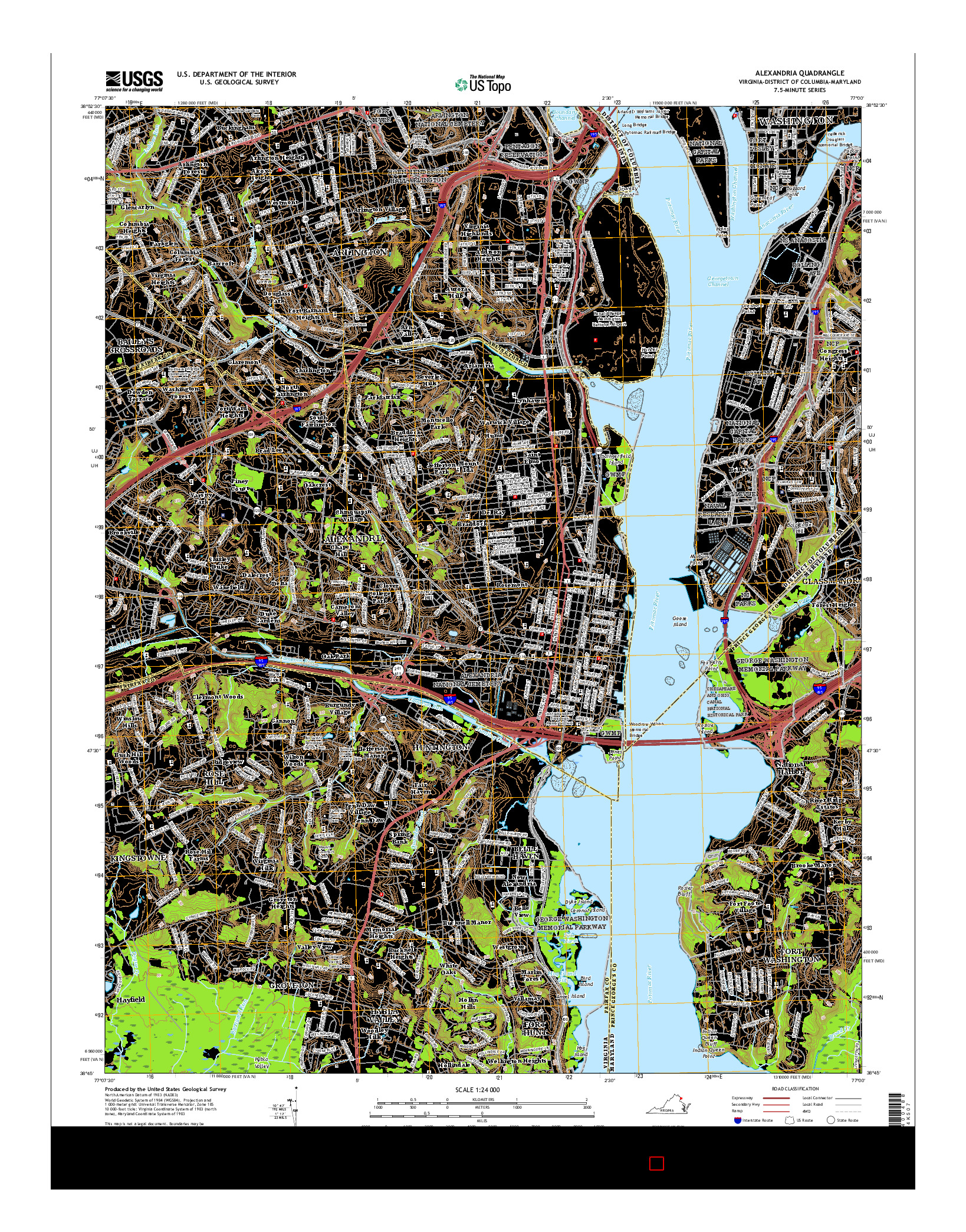 USGS US TOPO 7.5-MINUTE MAP FOR ALEXANDRIA, VA-DC-MD 2016