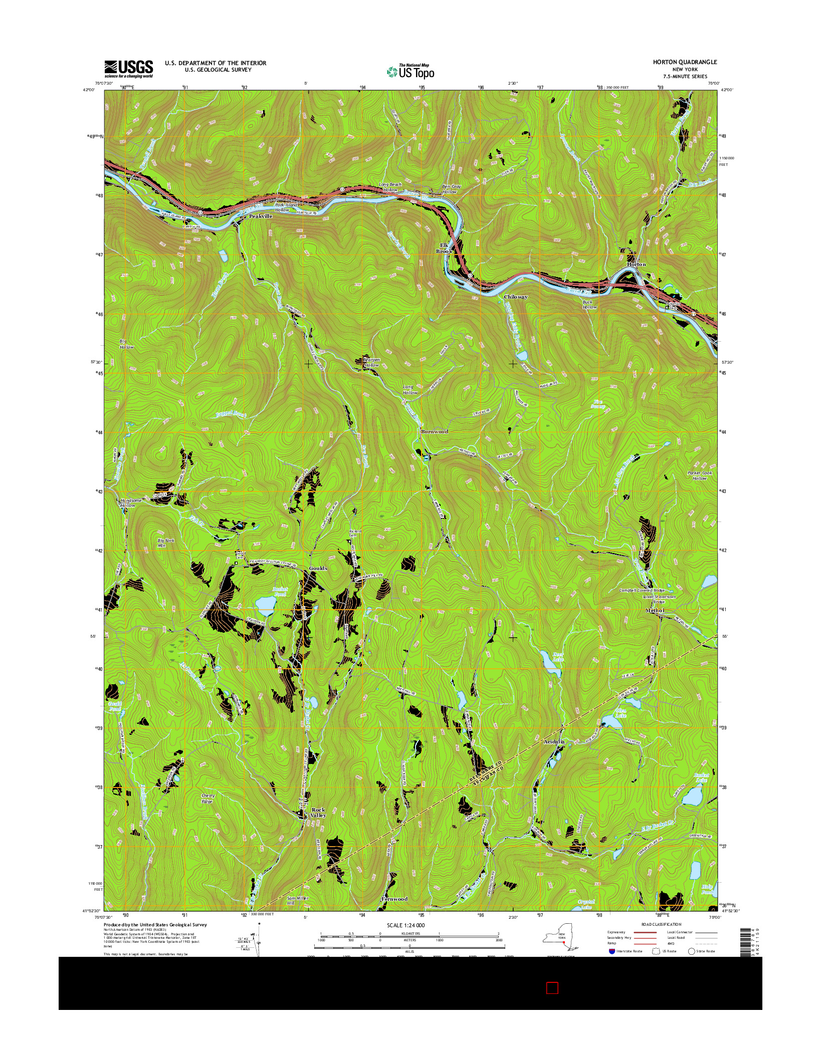 USGS US TOPO 7.5-MINUTE MAP FOR HORTON, NY 2016