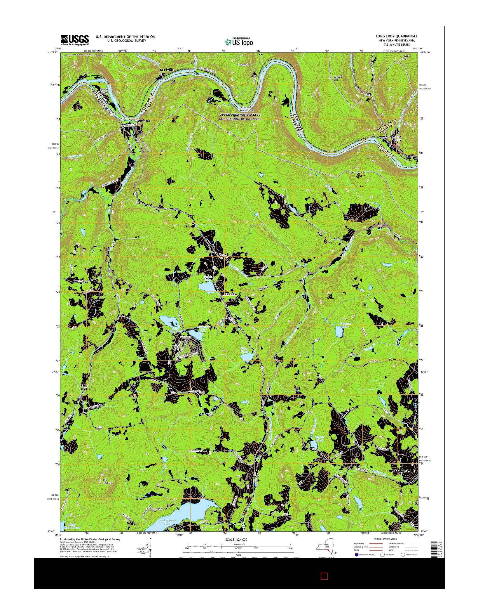USGS US TOPO 7.5-MINUTE MAP FOR LONG EDDY, NY-PA 2016