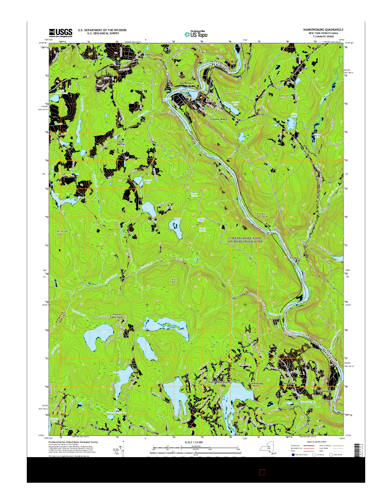 USGS US TOPO 7.5-MINUTE MAP FOR NARROWSBURG, NY-PA 2016