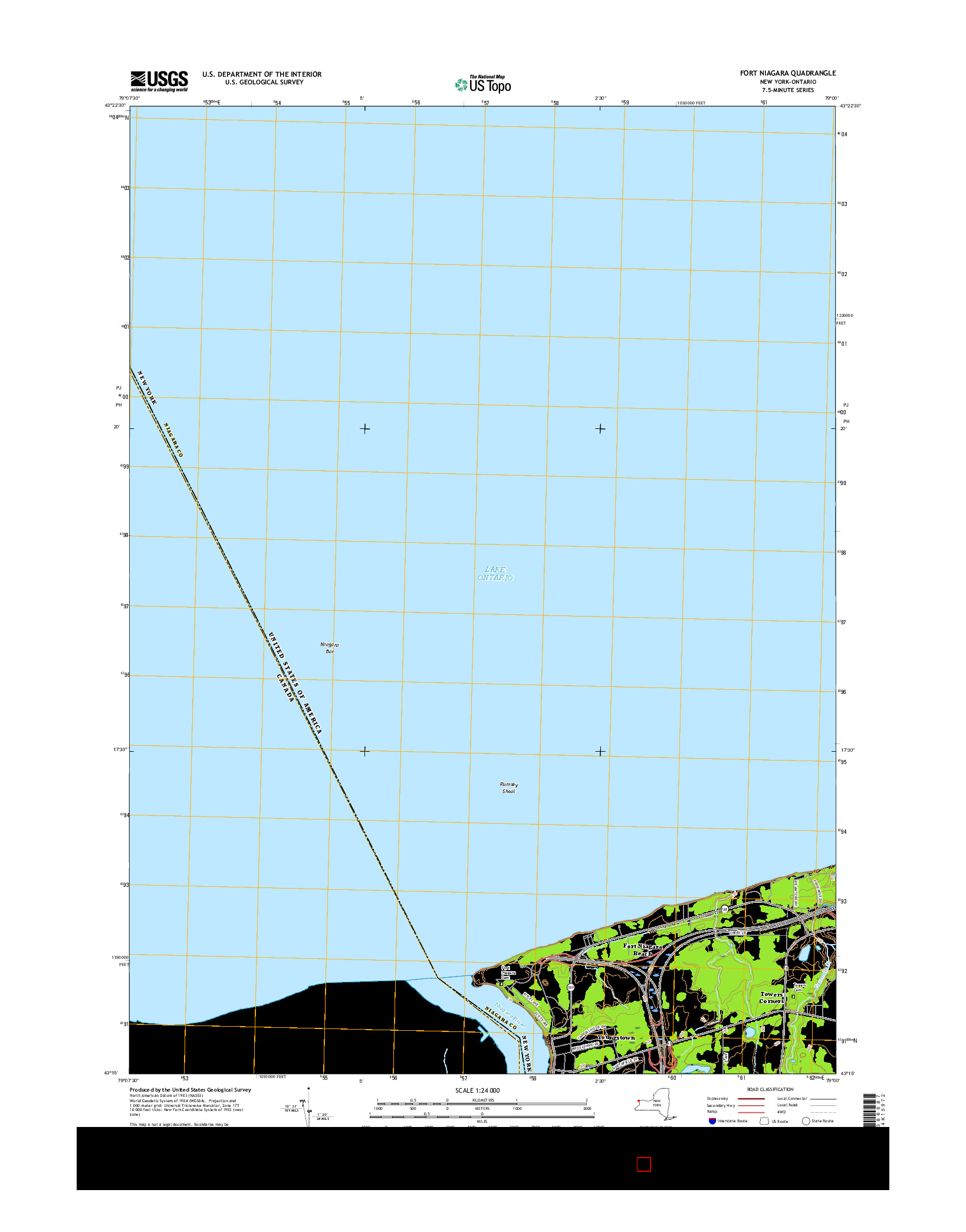 USGS US TOPO 7.5-MINUTE MAP FOR FORT NIAGARA, NY-ON 2016