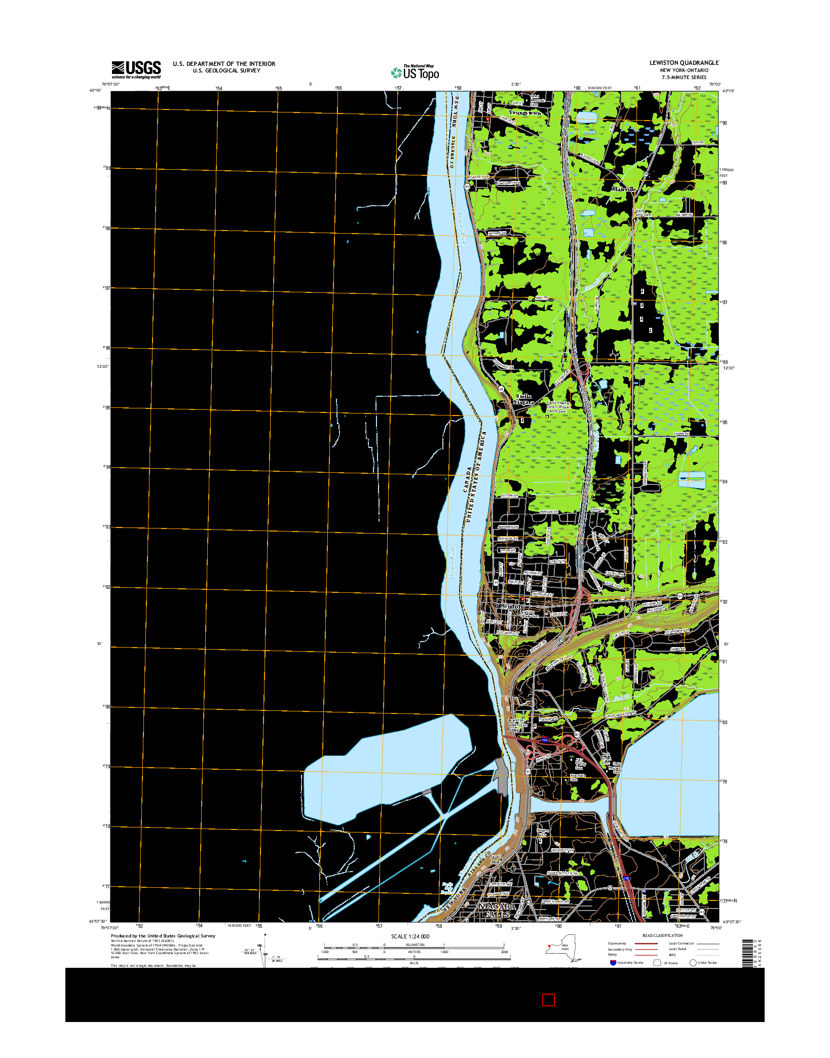 USGS US TOPO 7.5-MINUTE MAP FOR LEWISTON, NY-ON 2016