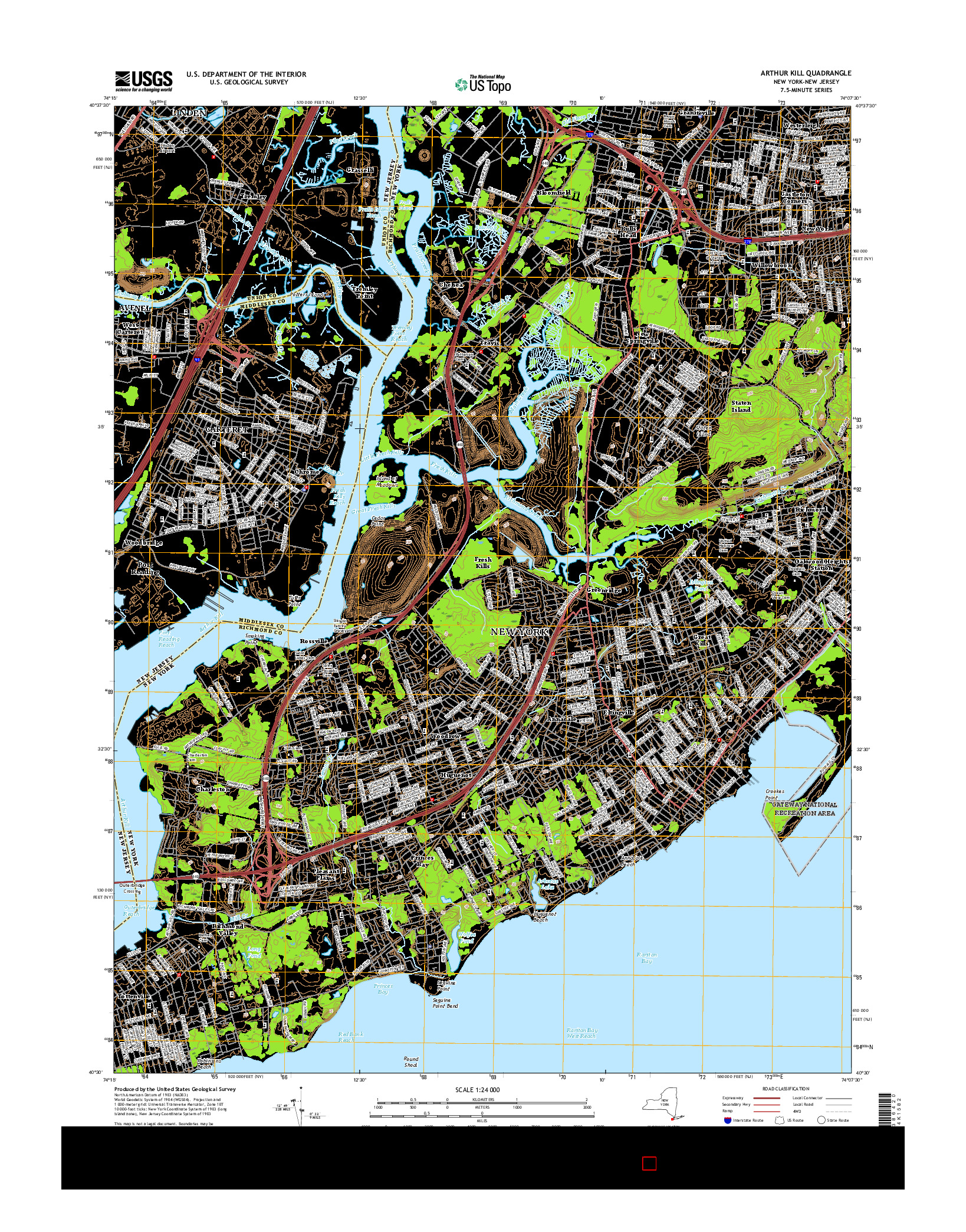 USGS US TOPO 7.5-MINUTE MAP FOR ARTHUR KILL, NY-NJ 2016
