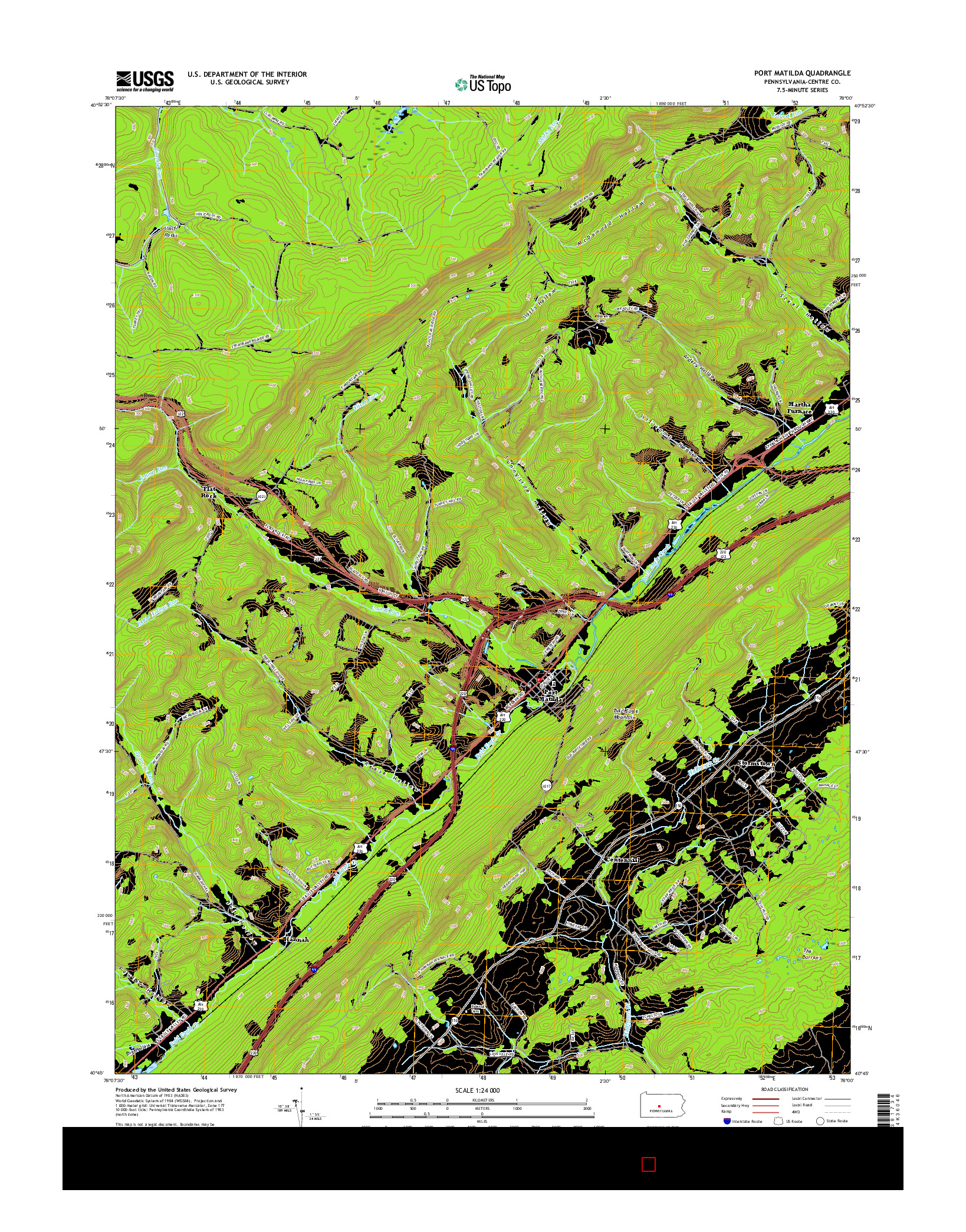 USGS US TOPO 7.5-MINUTE MAP FOR PORT MATILDA, PA 2016