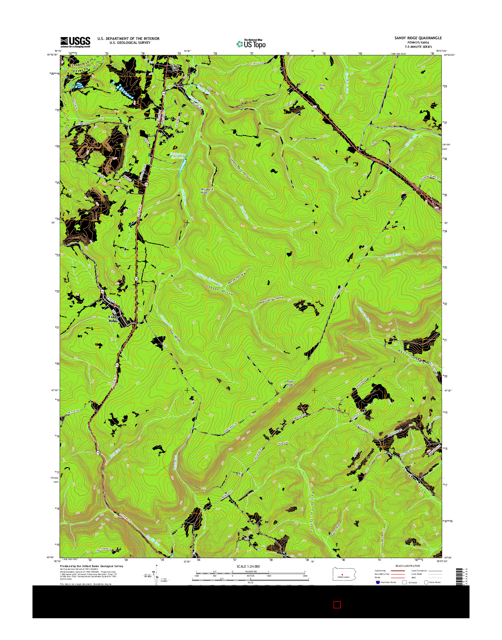 USGS US TOPO 7.5-MINUTE MAP FOR SANDY RIDGE, PA 2016