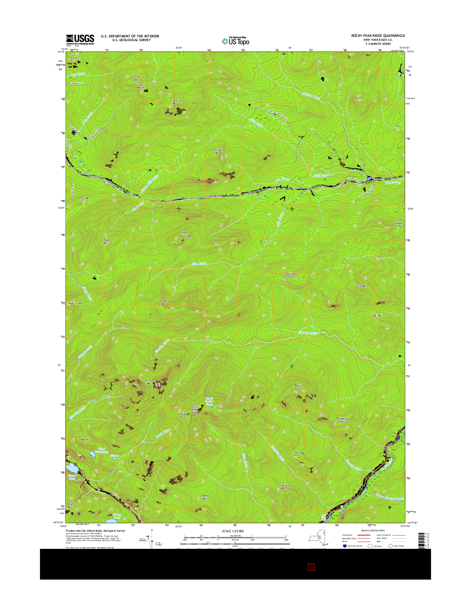 USGS US TOPO 7.5-MINUTE MAP FOR ROCKY PEAK RIDGE, NY 2016