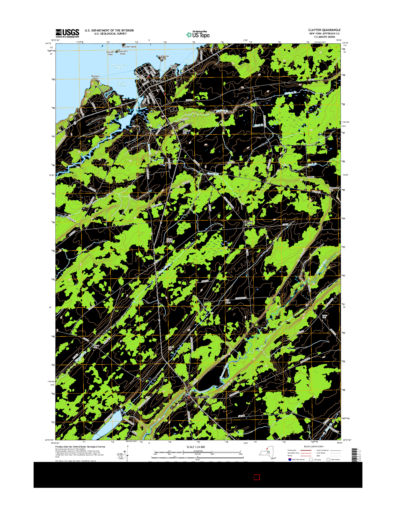 USGS US TOPO 7.5-MINUTE MAP FOR CLAYTON, NY 2016