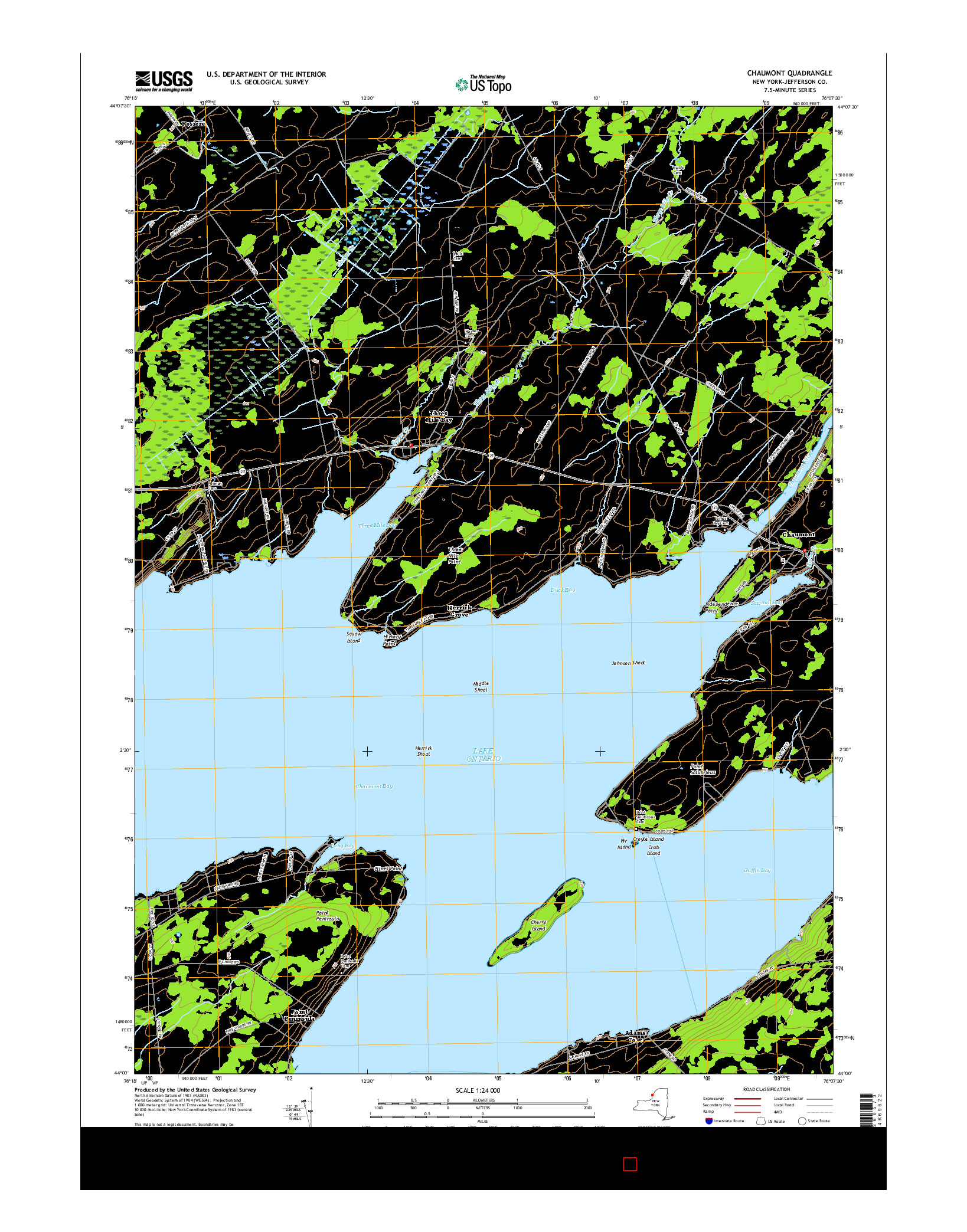 USGS US TOPO 7.5-MINUTE MAP FOR CHAUMONT, NY 2016