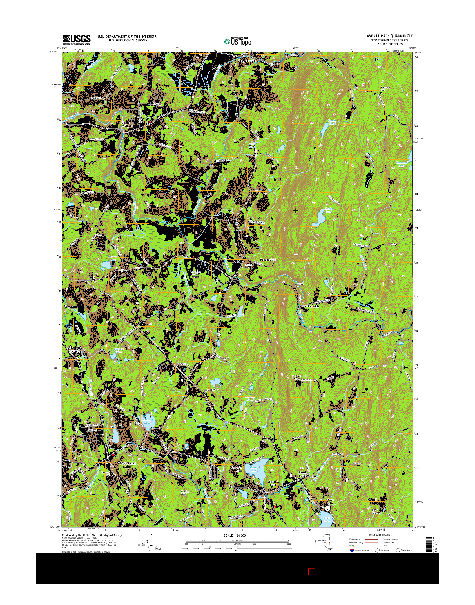 USGS US TOPO 7.5-MINUTE MAP FOR AVERILL PARK, NY 2016