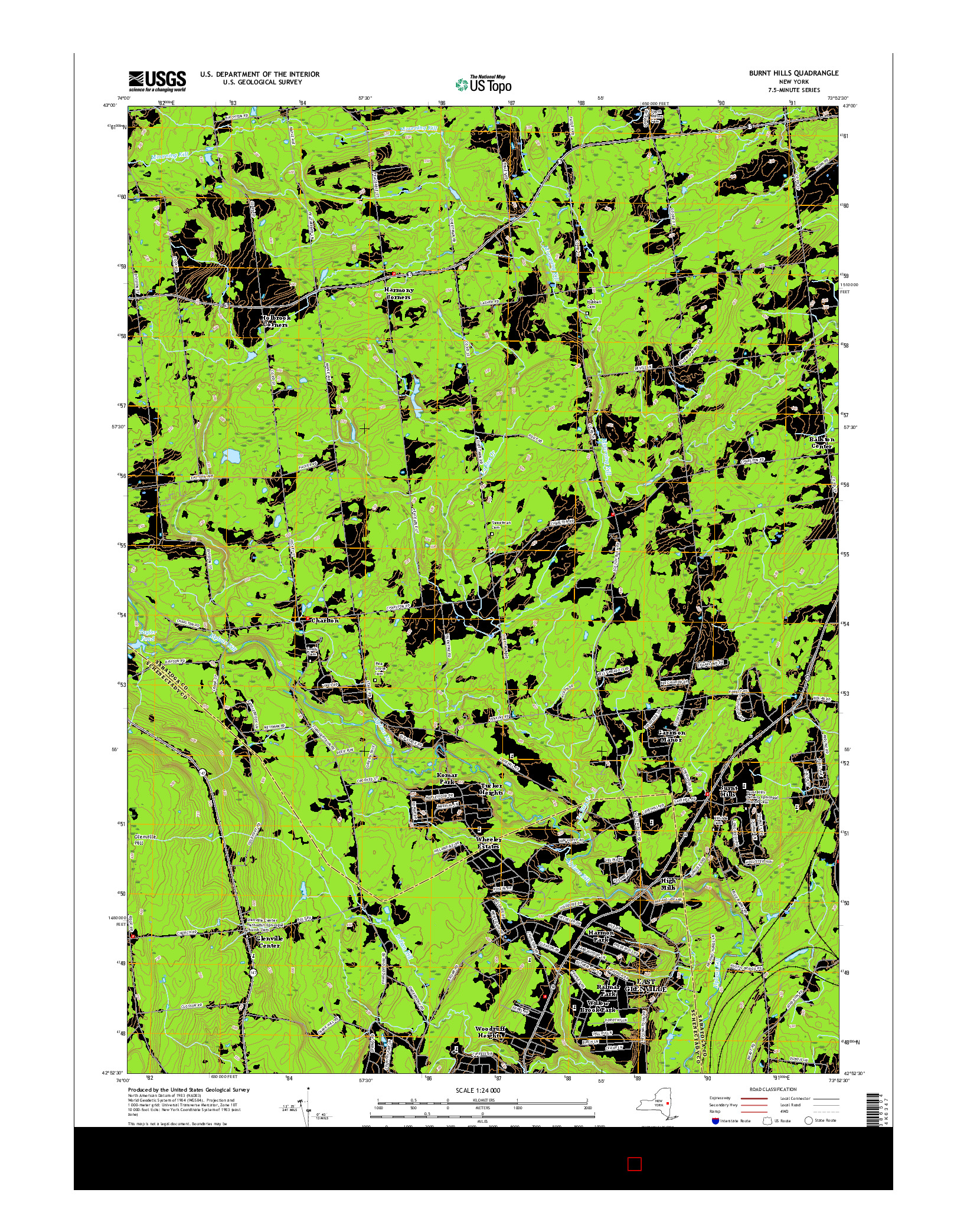 USGS US TOPO 7.5-MINUTE MAP FOR BURNT HILLS, NY 2016
