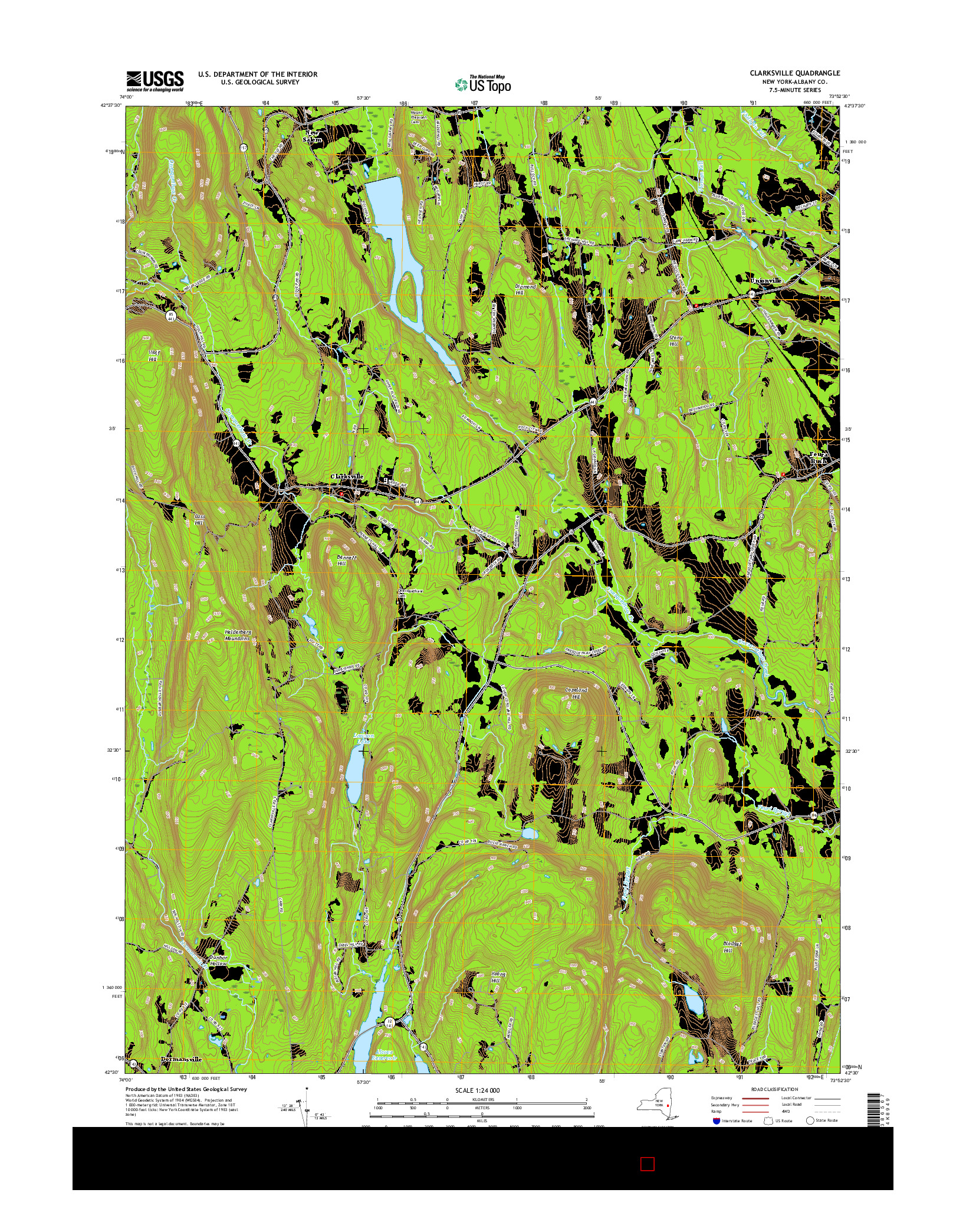 USGS US TOPO 7.5-MINUTE MAP FOR CLARKSVILLE, NY 2016