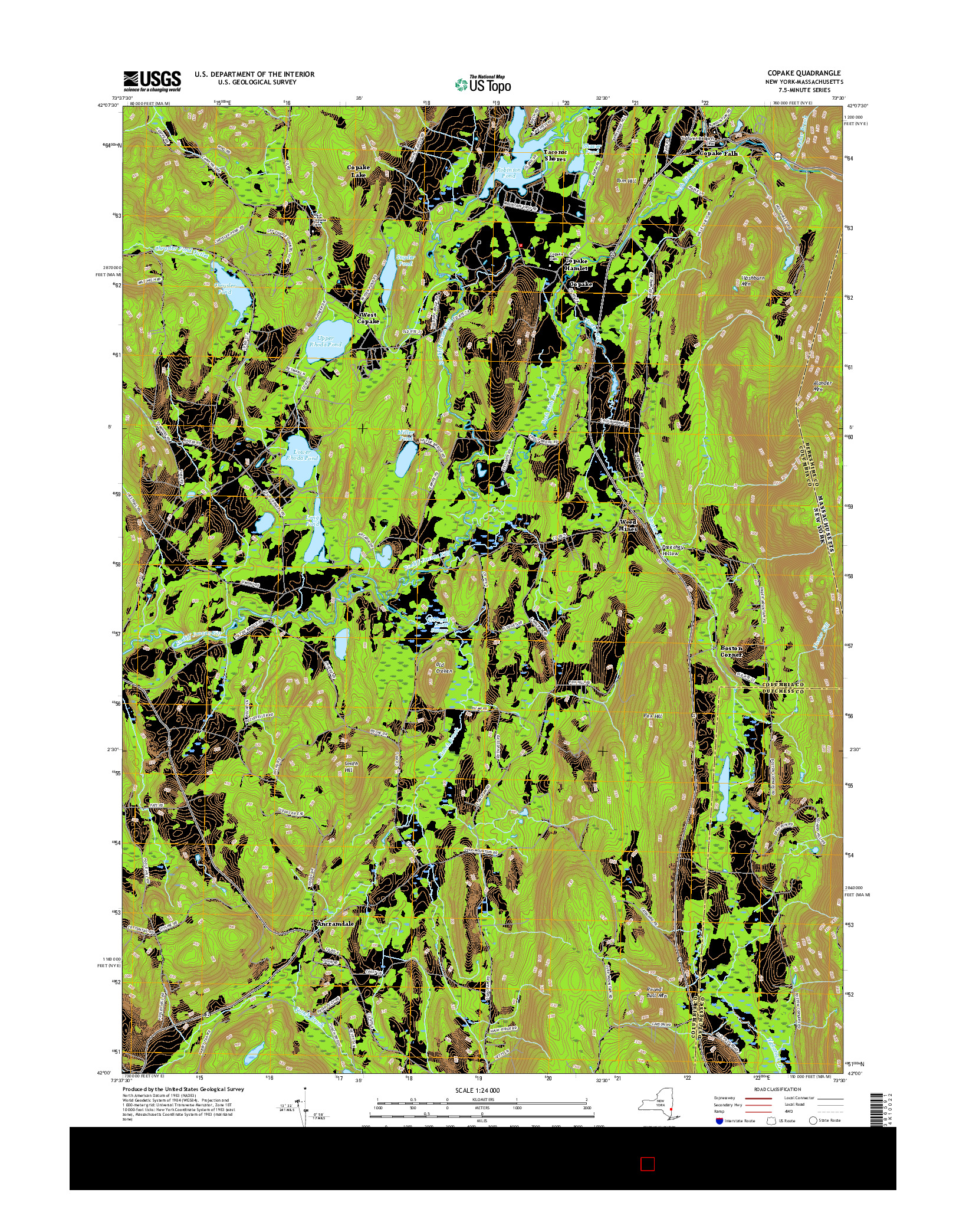 USGS US TOPO 7.5-MINUTE MAP FOR COPAKE, NY-MA 2016