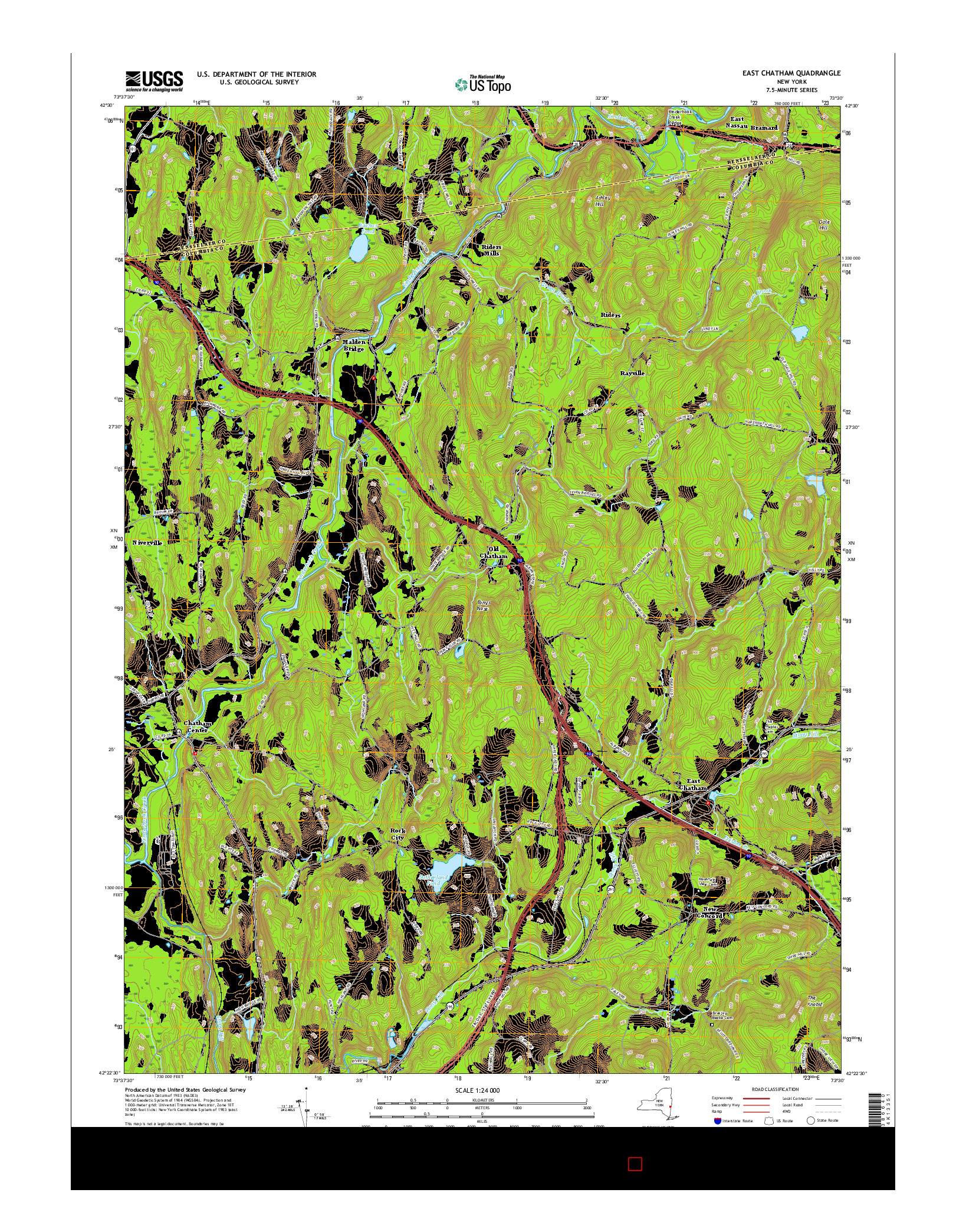 USGS US TOPO 7.5-MINUTE MAP FOR EAST CHATHAM, NY 2016