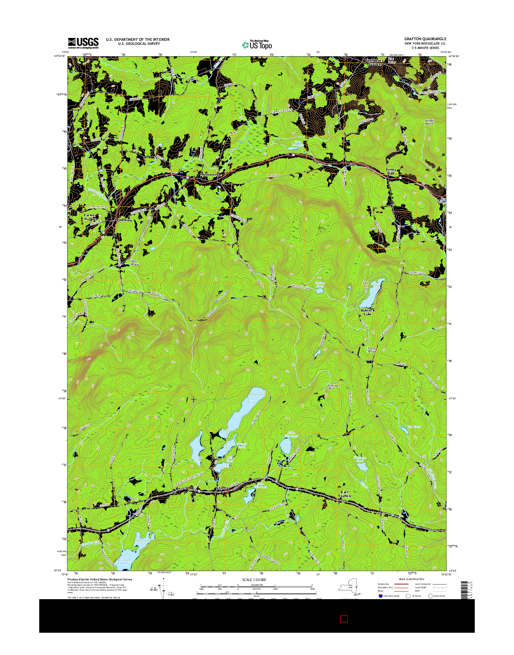 USGS US TOPO 7.5-MINUTE MAP FOR GRAFTON, NY 2016