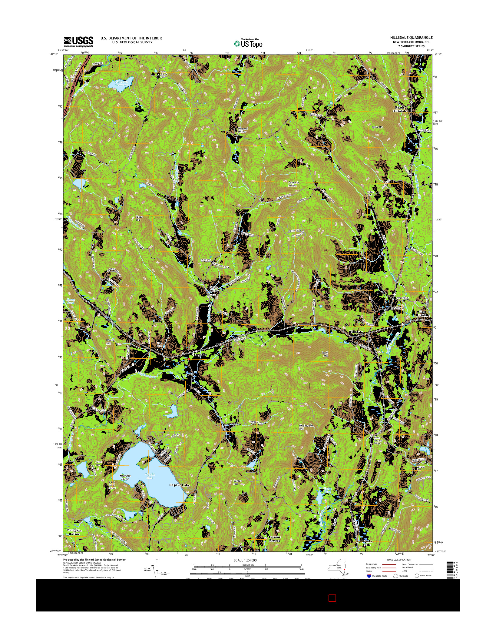 USGS US TOPO 7.5-MINUTE MAP FOR HILLSDALE, NY 2016