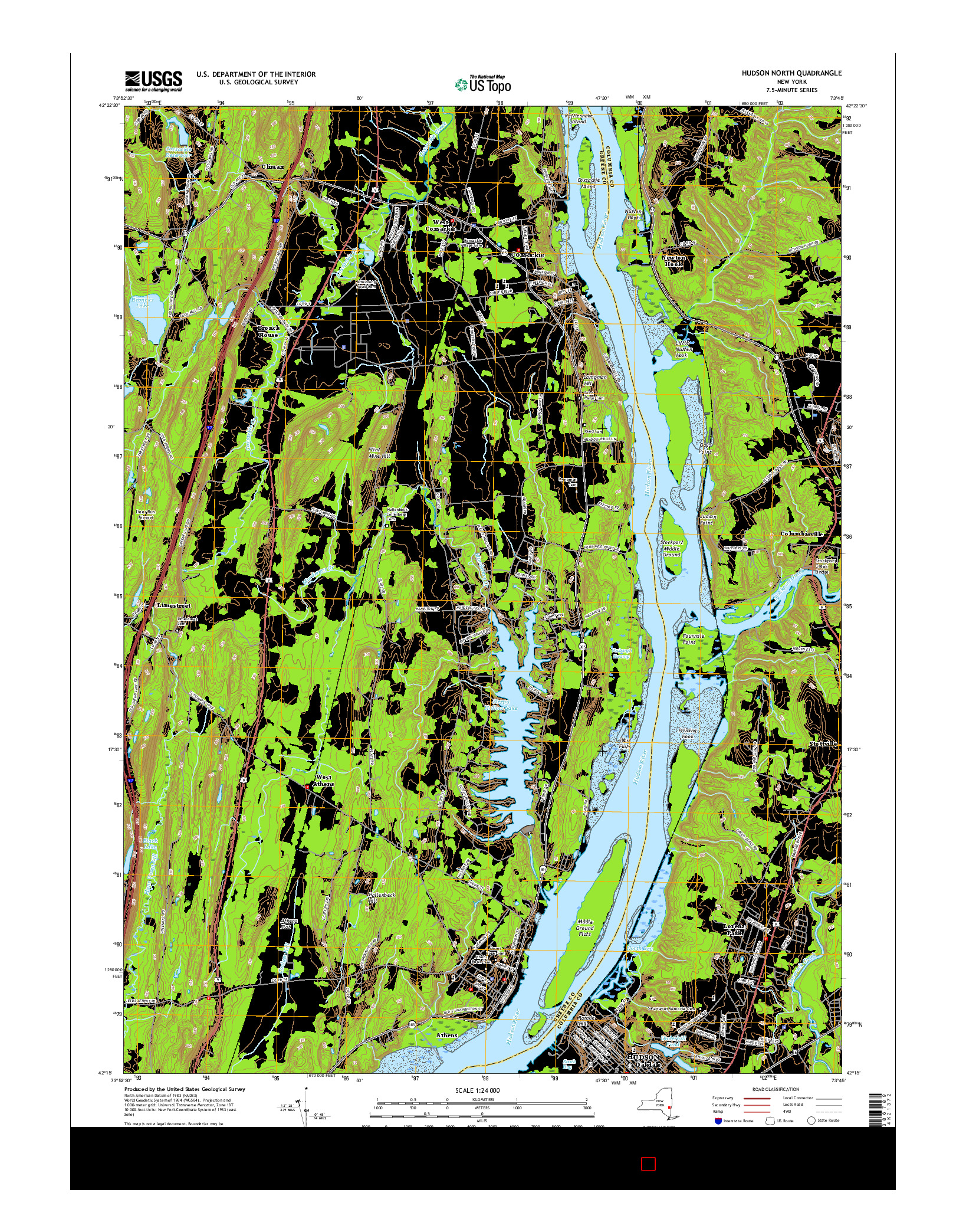 USGS US TOPO 7.5-MINUTE MAP FOR HUDSON NORTH, NY 2016