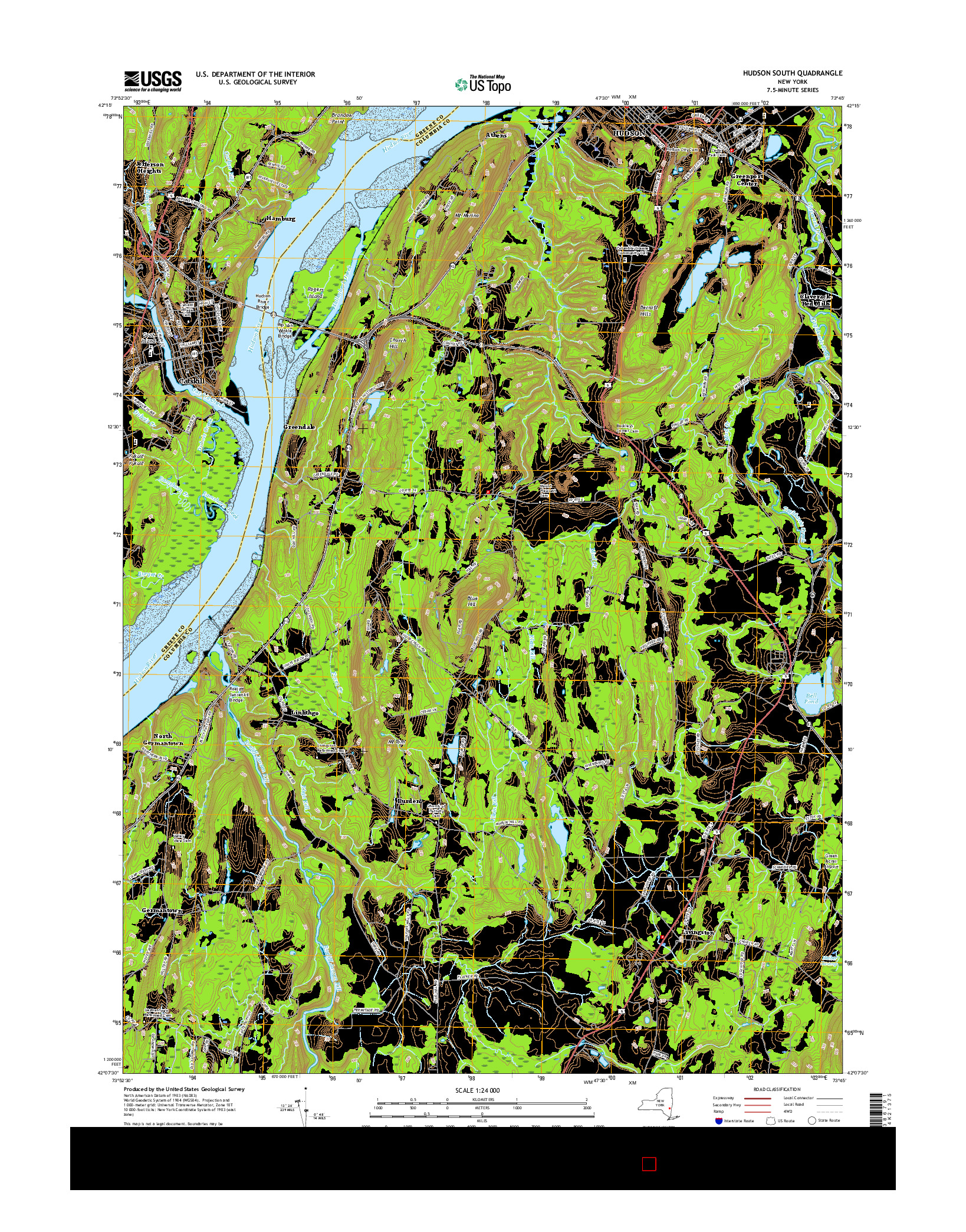 USGS US TOPO 7.5-MINUTE MAP FOR HUDSON SOUTH, NY 2016