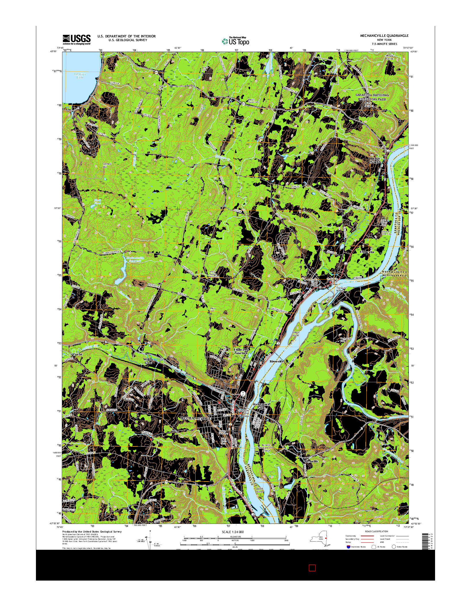 USGS US TOPO 7.5-MINUTE MAP FOR MECHANICVILLE, NY 2016