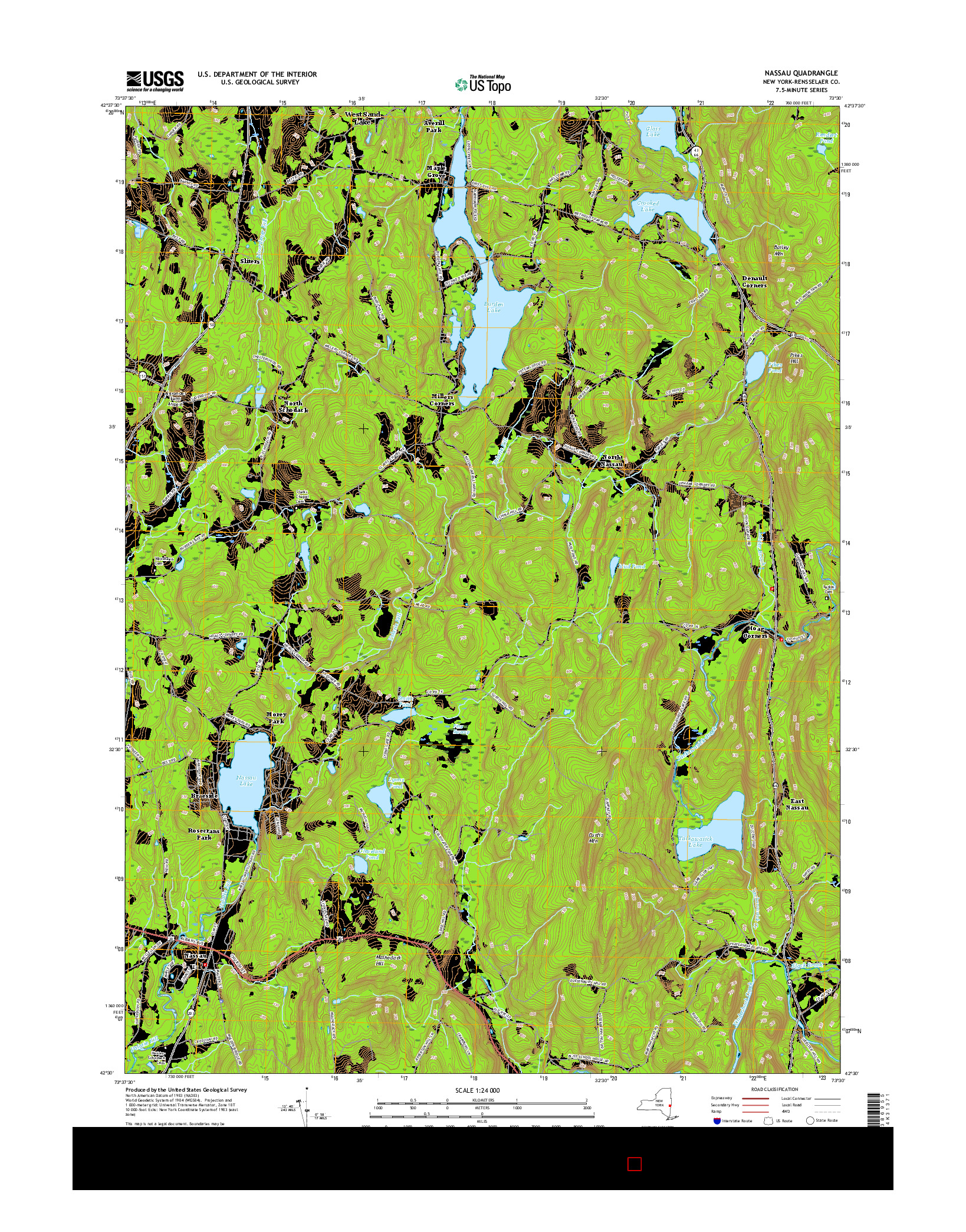 USGS US TOPO 7.5-MINUTE MAP FOR NASSAU, NY 2016