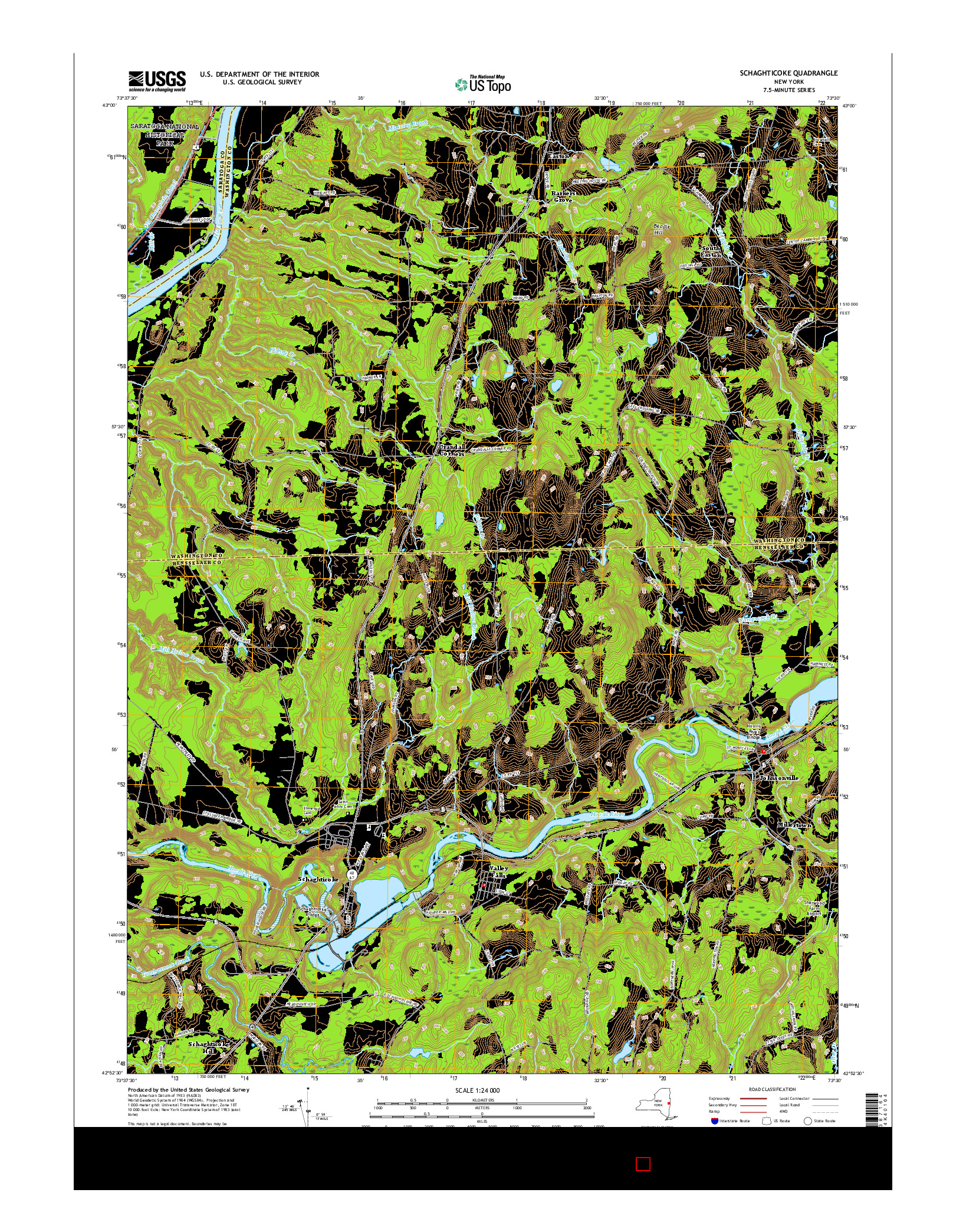 USGS US TOPO 7.5-MINUTE MAP FOR SCHAGHTICOKE, NY 2016