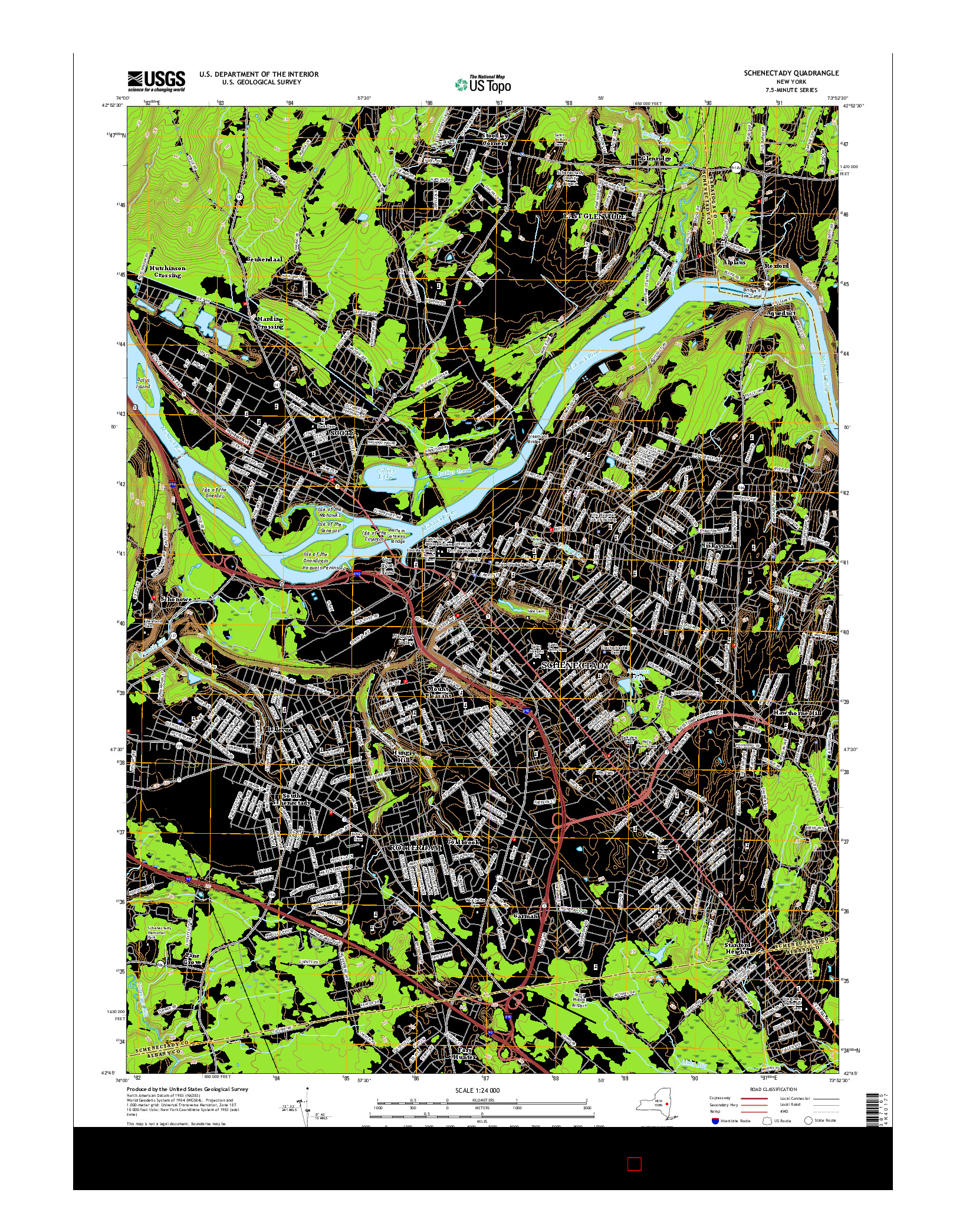 USGS US TOPO 7.5-MINUTE MAP FOR SCHENECTADY, NY 2016