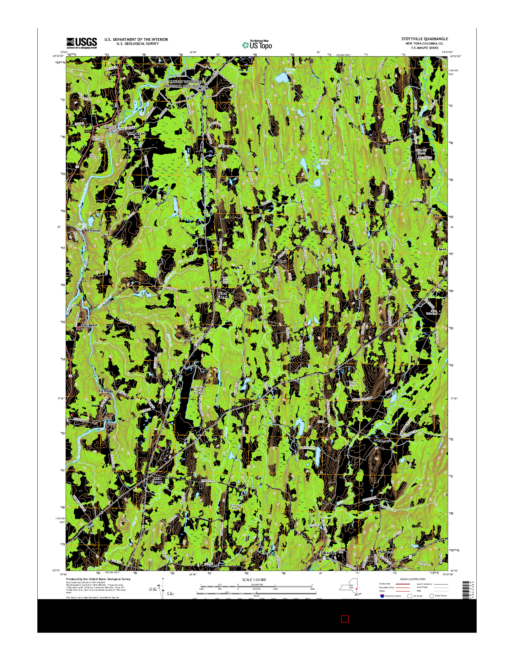 USGS US TOPO 7.5-MINUTE MAP FOR STOTTVILLE, NY 2016